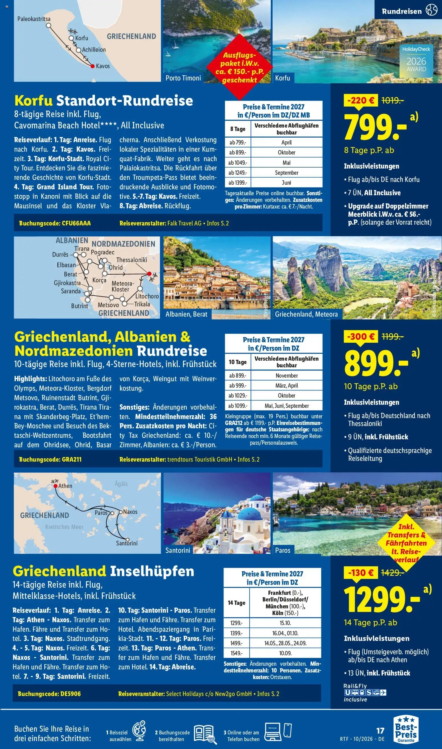 Lidl Reisen Oktober/November Reise-Highlights