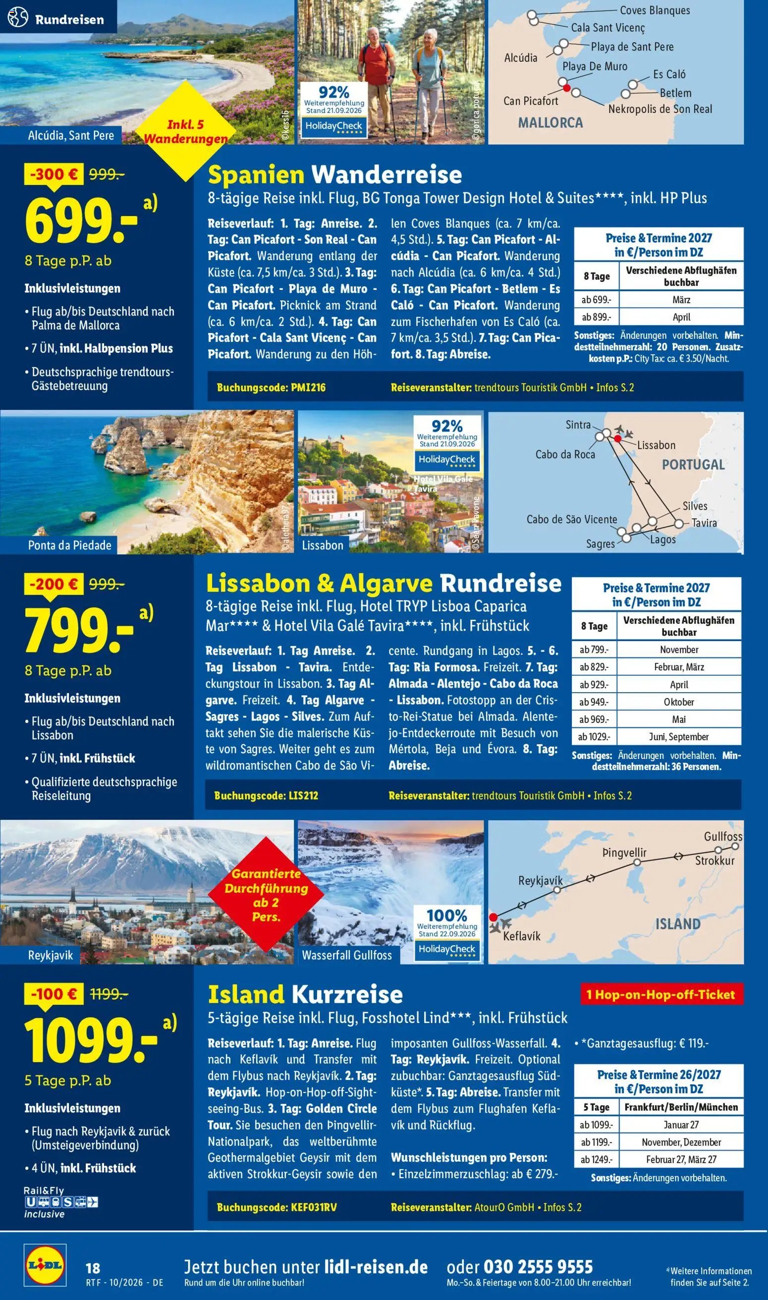 Lidl Reisen Oktober/November Reise-Highlights