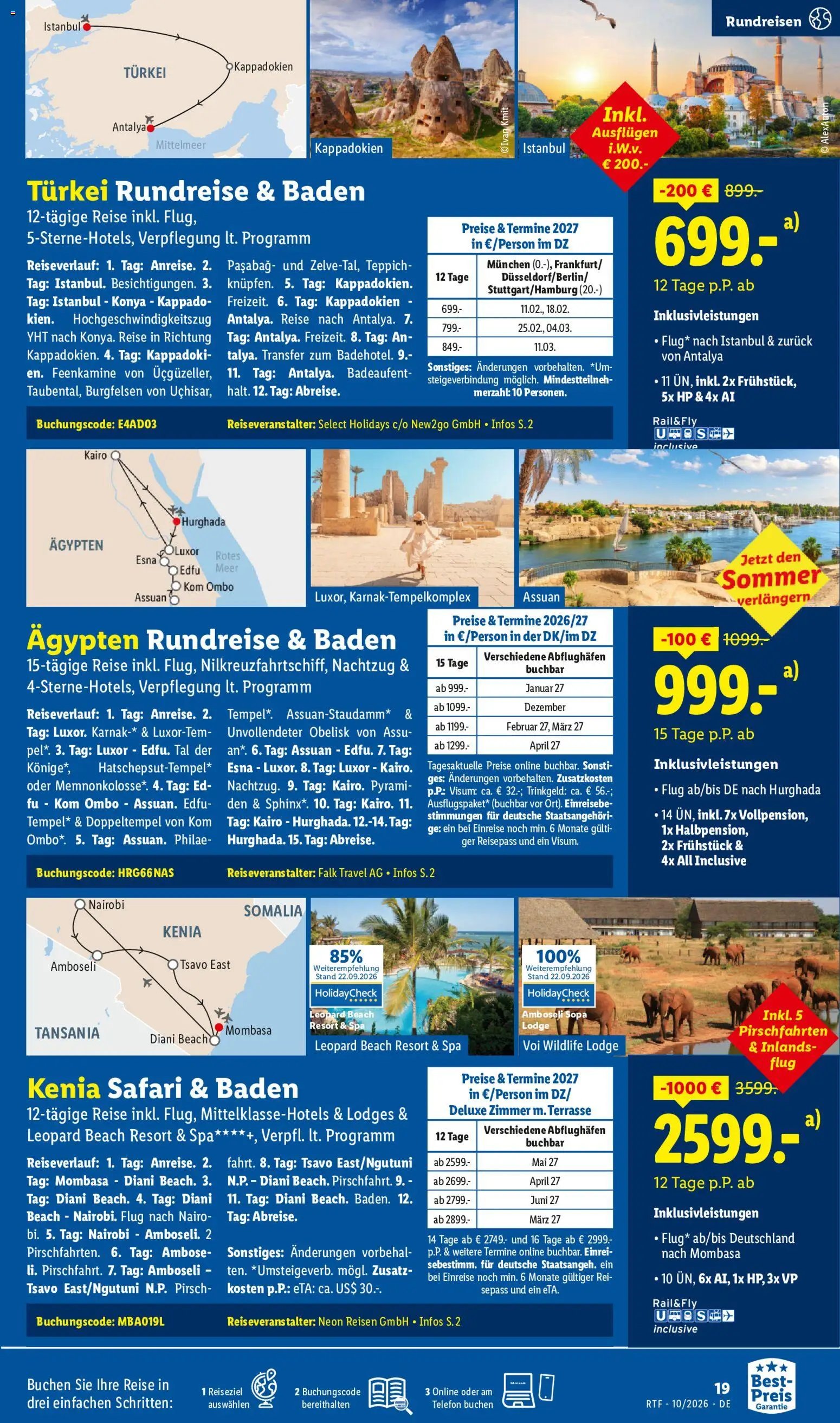 Lidl Reisen Oktober/November Reise-Highlights