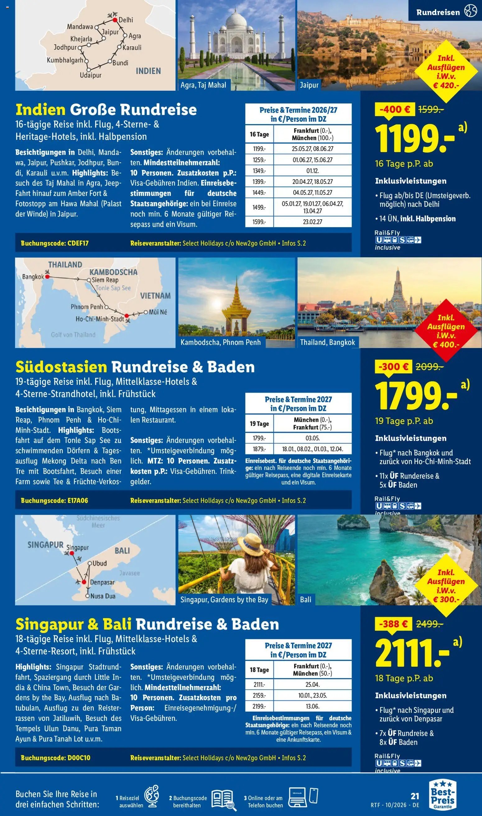 Lidl Reisen Oktober/November Reise-Highlights