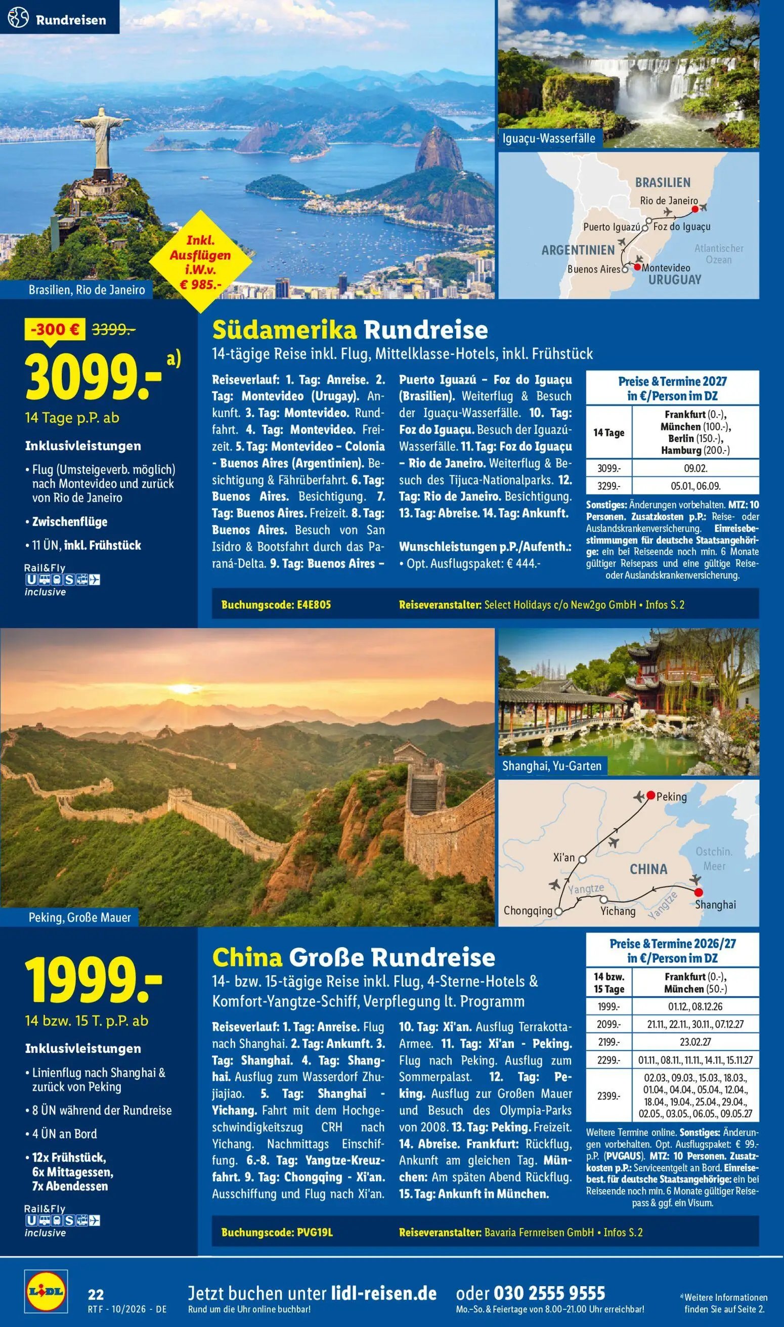 Lidl Reisen Oktober/November Reise-Highlights