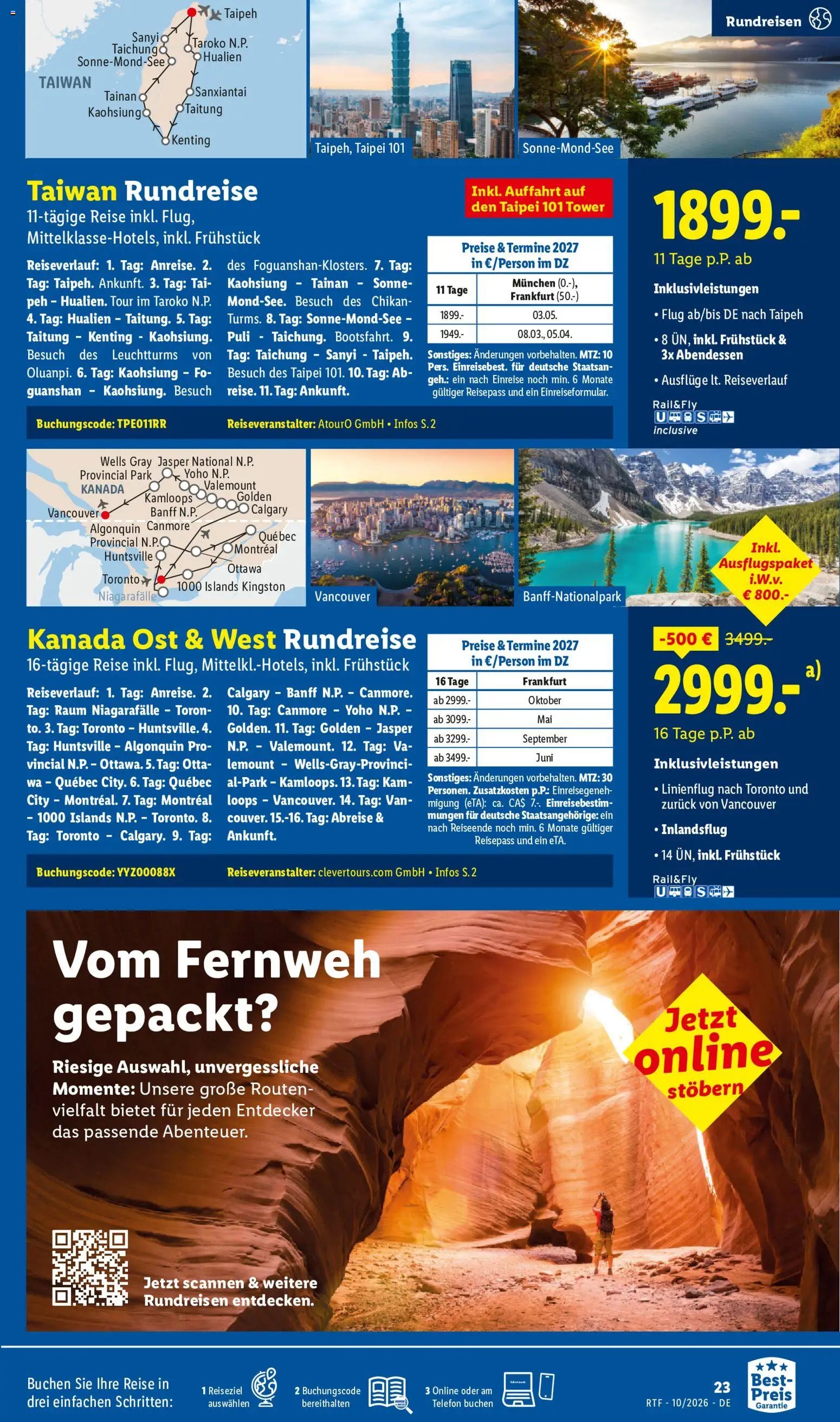 Lidl Reisen Oktober/November Reise-Highlights
