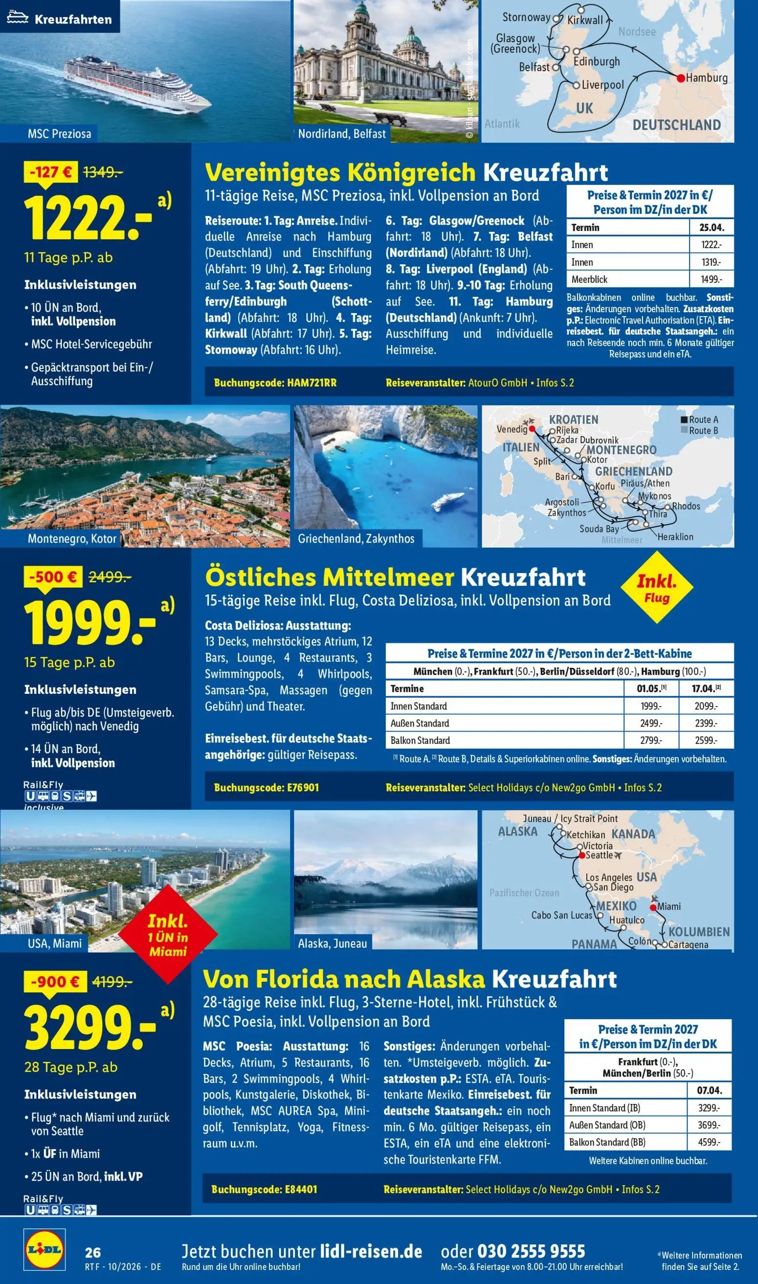 Lidl Reisen Oktober/November Reise-Highlights