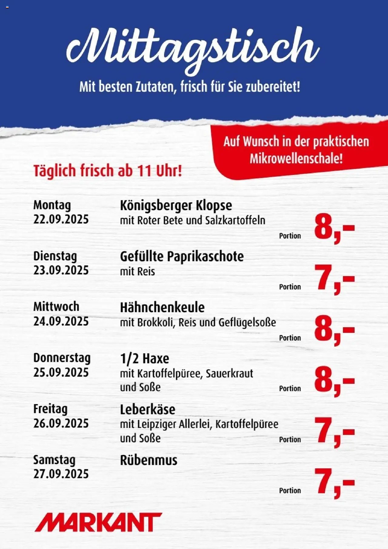 Markant Mittagstisch (2025-09-22 - 2025-09-27) | 1