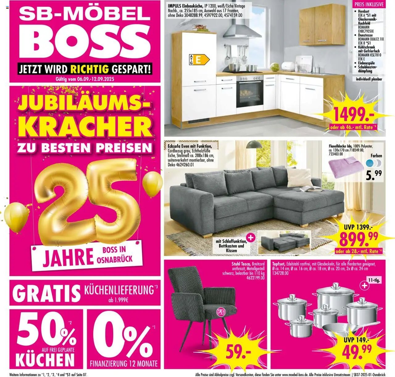 SB Möbel Boss Prospekt Osnabrück	 (2025-09-06 - 2025-09-12) | 1