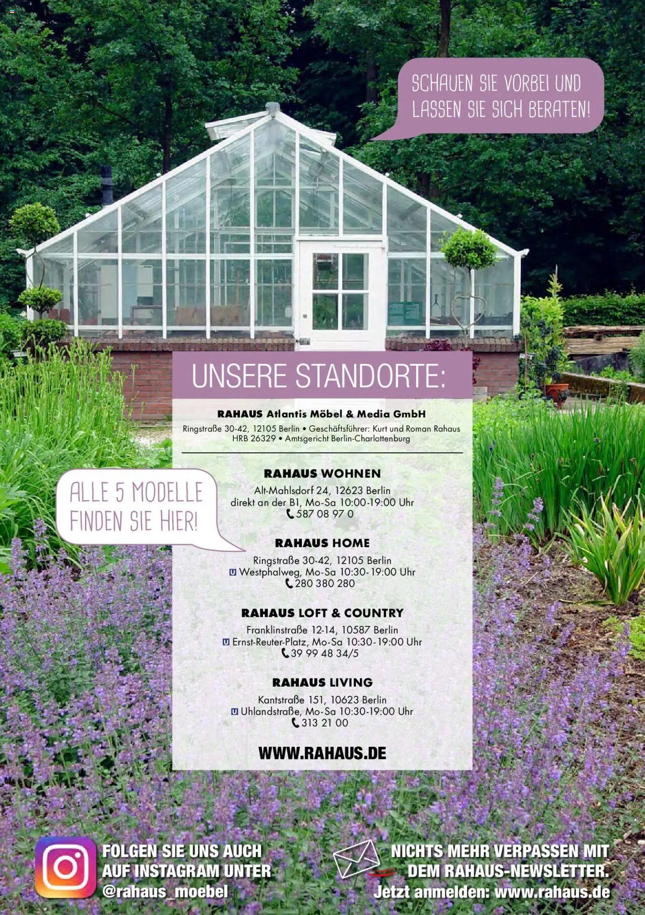 Rahaus Prospekt Gartenhäuser