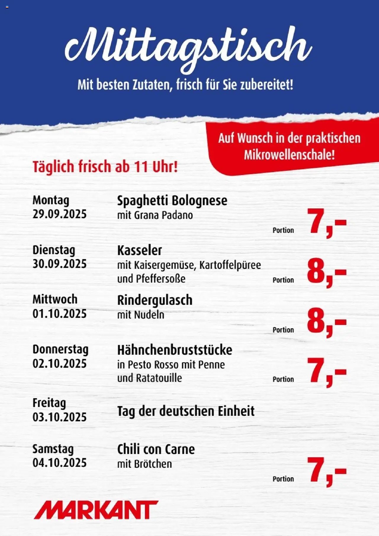 Markant  Mittagstisch (2025-09-29 - 2025-10-04) | 1