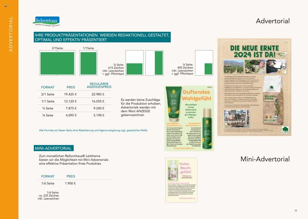 Reformhaus Bacher Themenplan 2025
