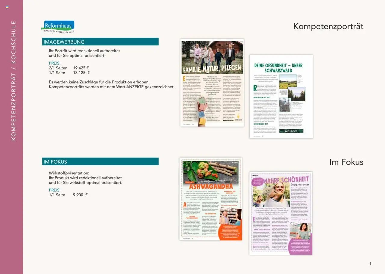 Reformhaus Bacher Themenplan 2025