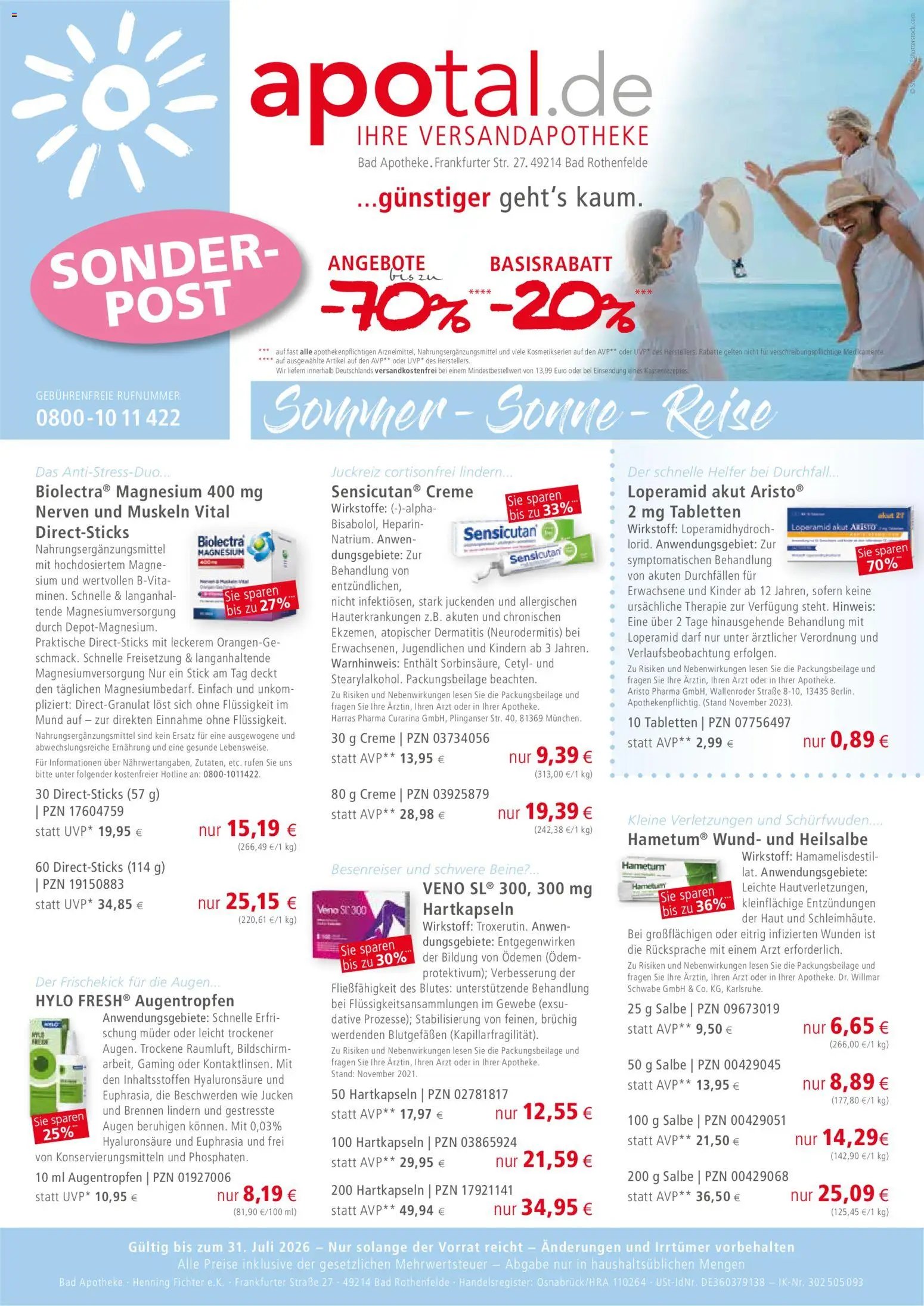 Apotal Sonderpost Sommer - Sonne (2026-05-12 - 2026-07-31)