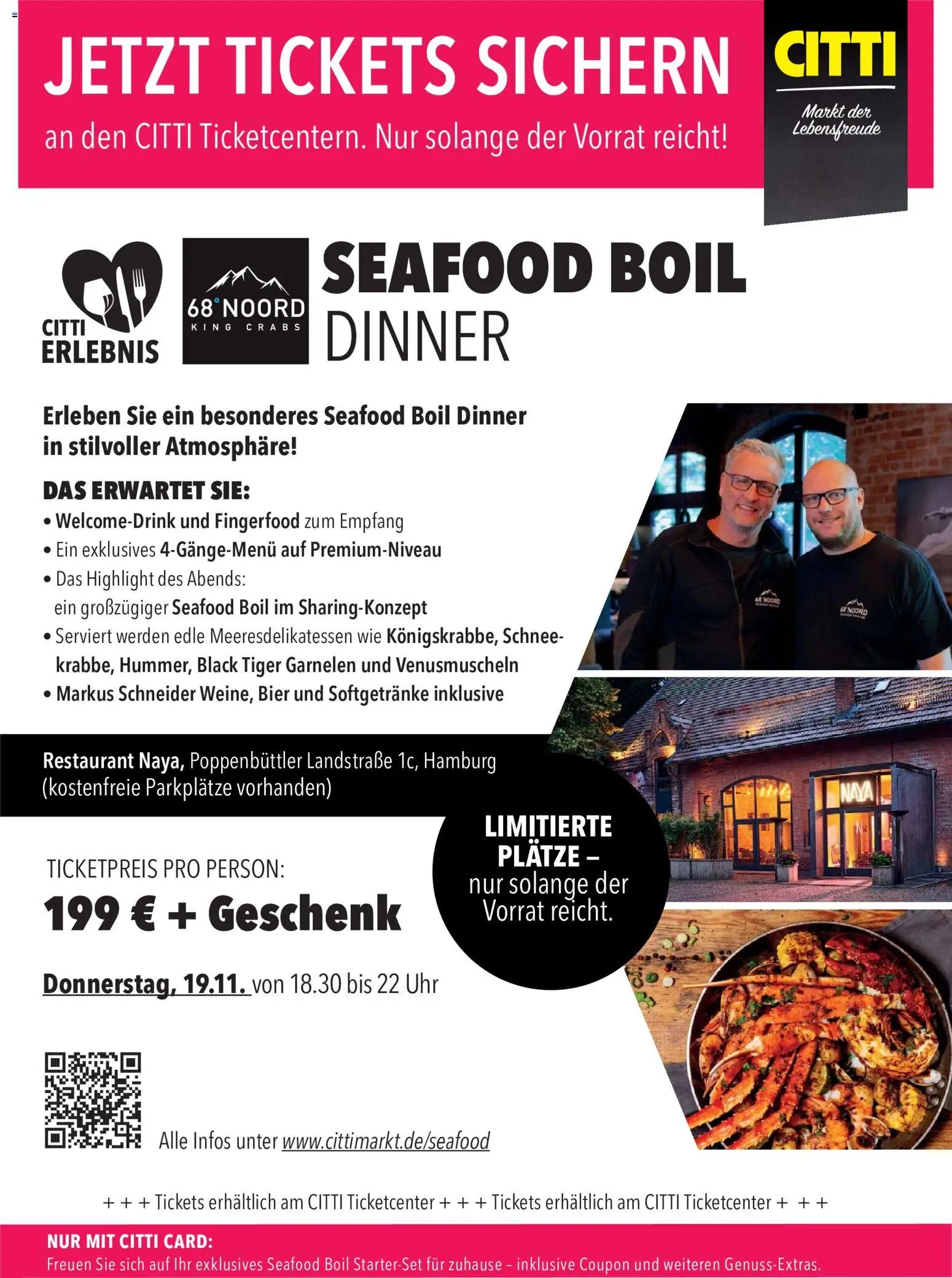 CITTI Markt Tickets sichern: Seafood Boil Dinner