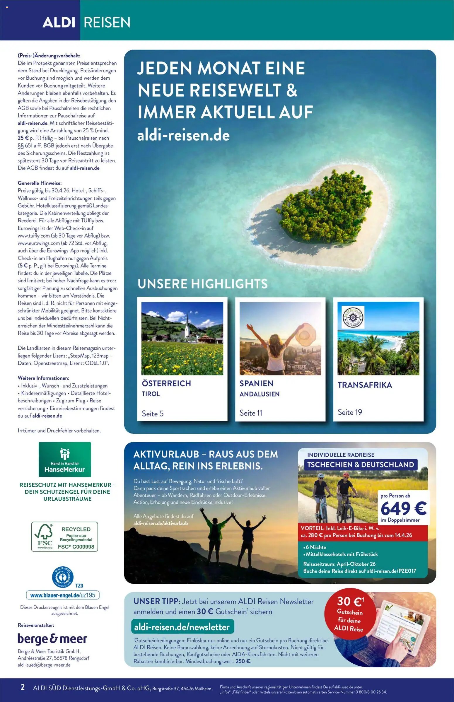 Aldi Reisen Prospekt 	