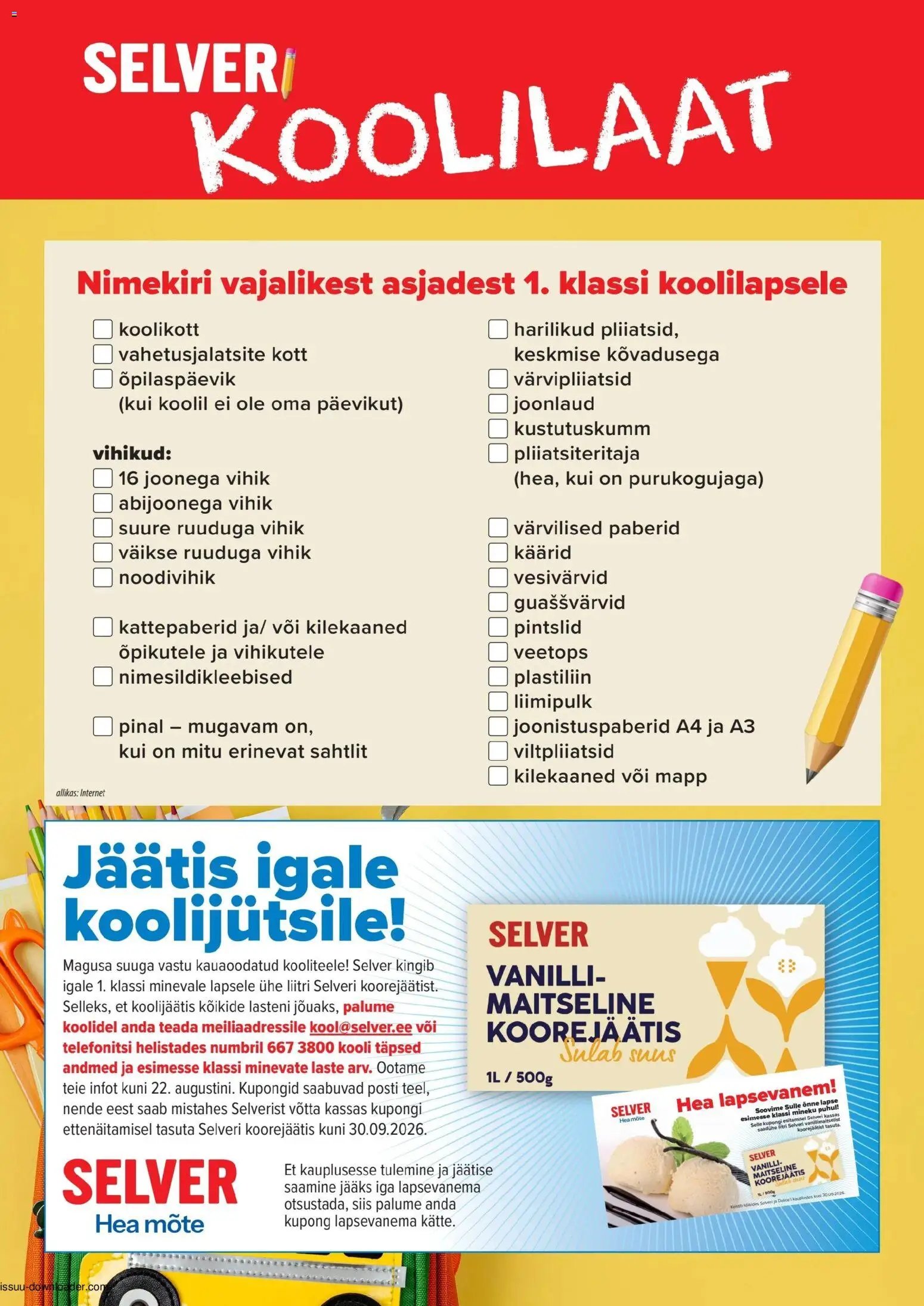 Selver Koolilaat 2026