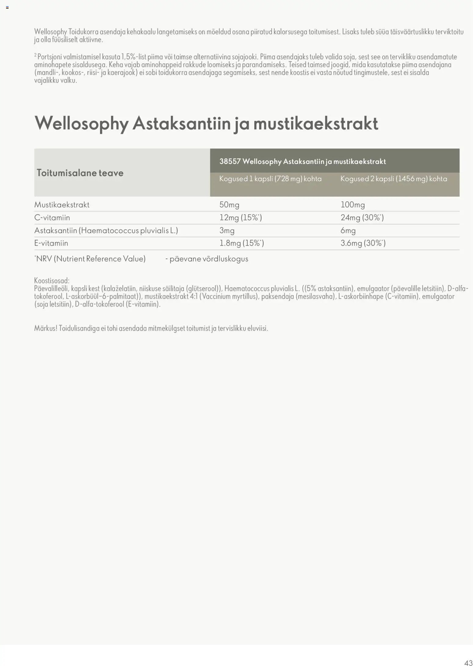 Oriflame Wellosophy tootejuht