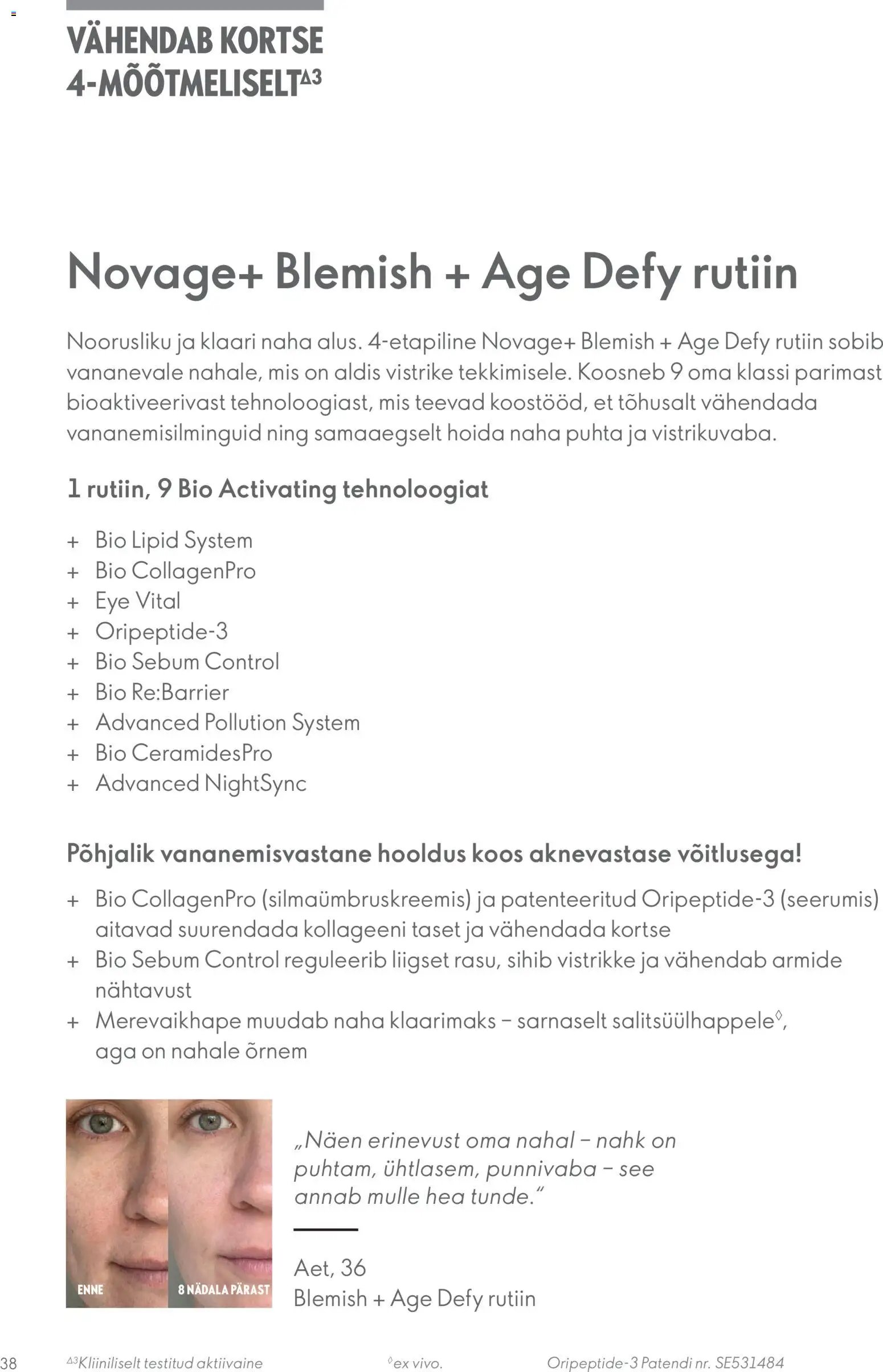 Oriflame Novage+ tootejuht
