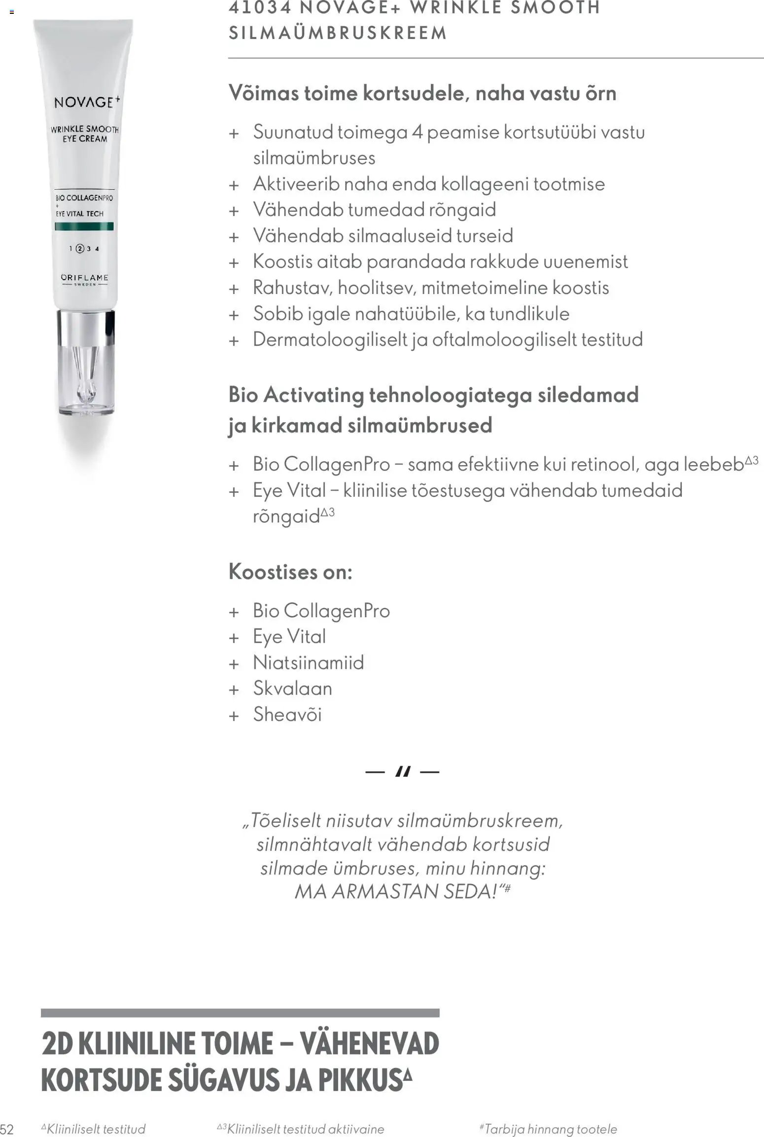 Oriflame Novage+ tootejuht