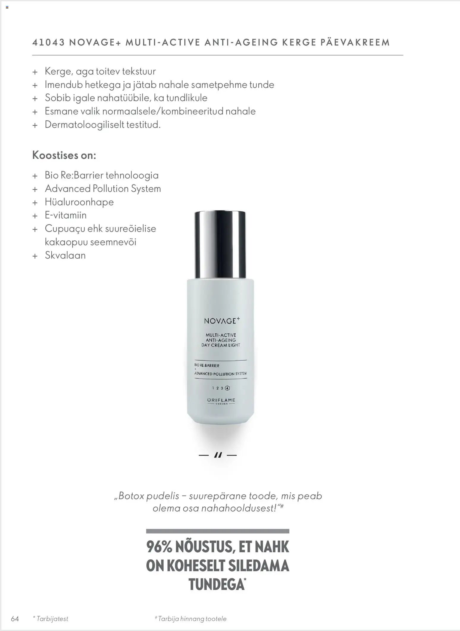Oriflame Novage+ tootejuht
