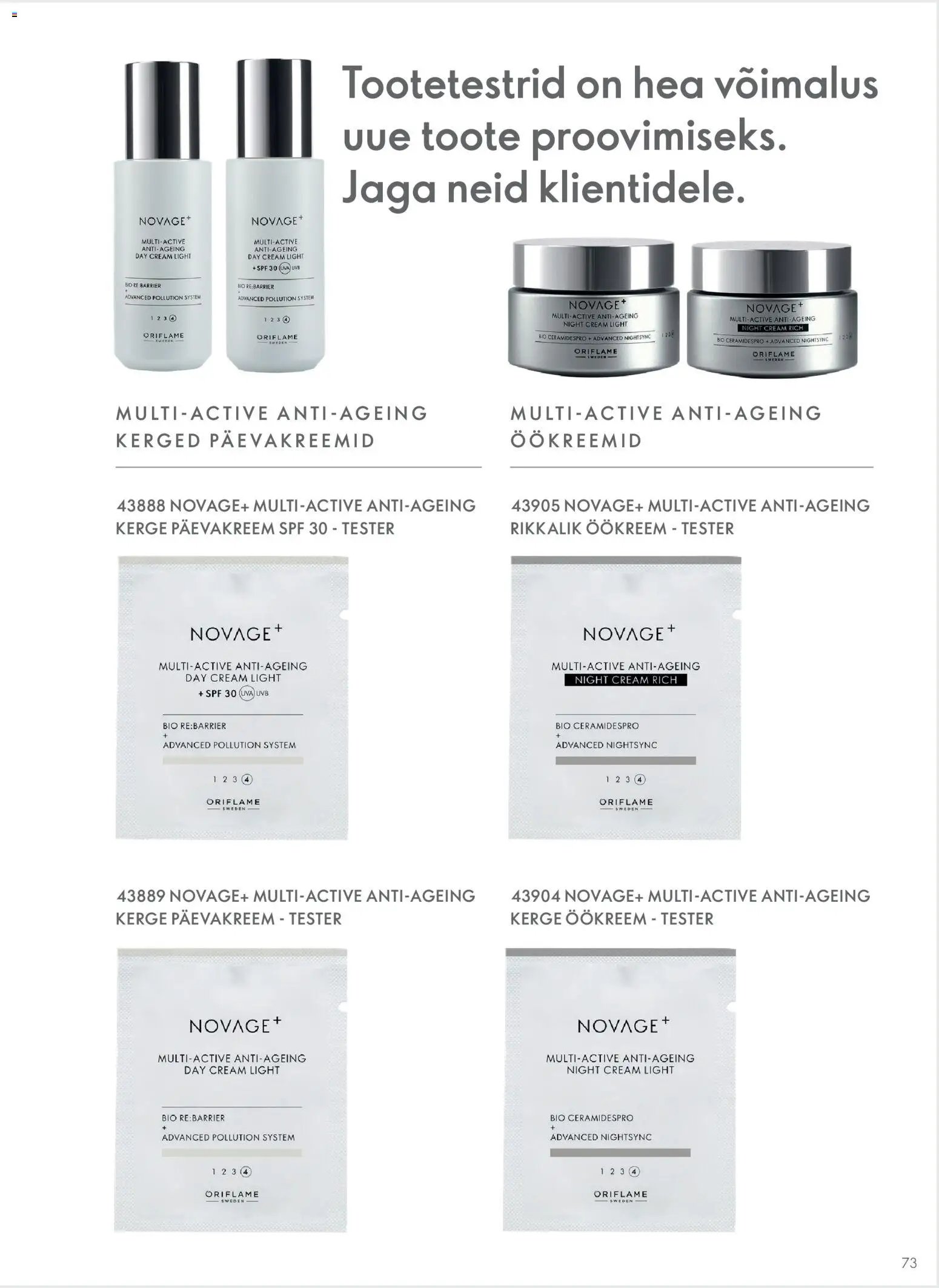 Oriflame Novage+ tootejuht