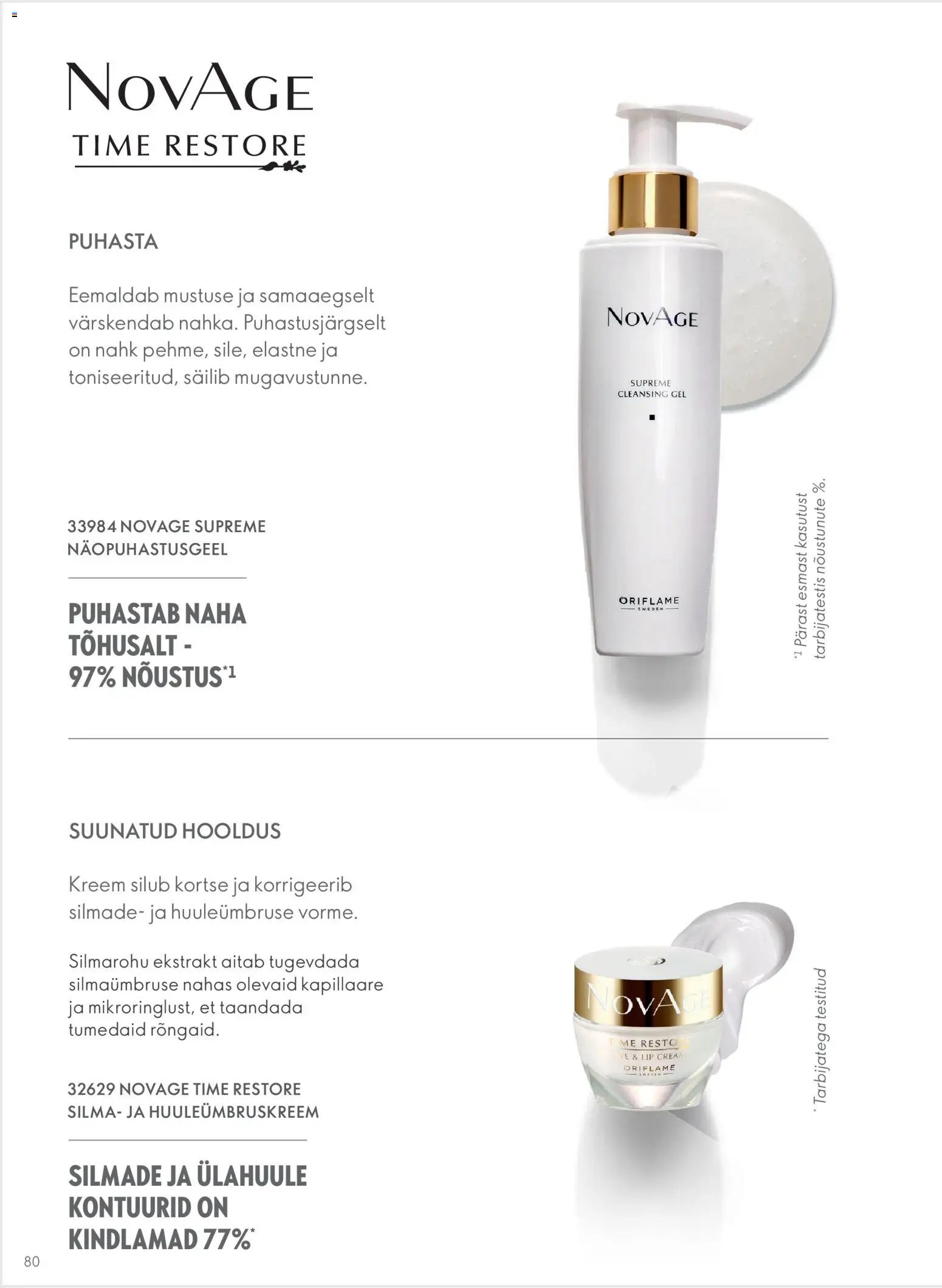 Oriflame Novage+ tootejuht