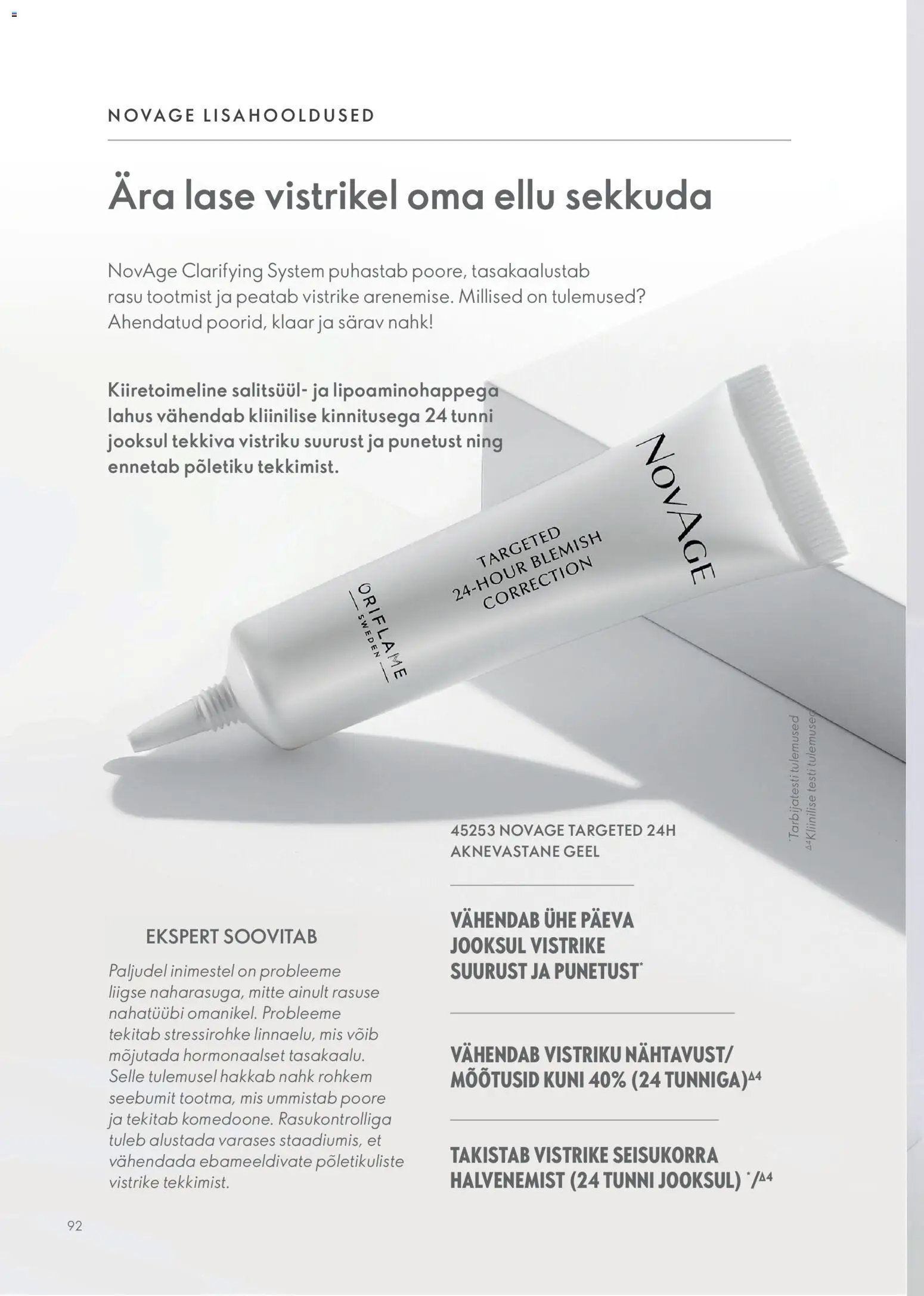 Oriflame Novage+ tootejuht