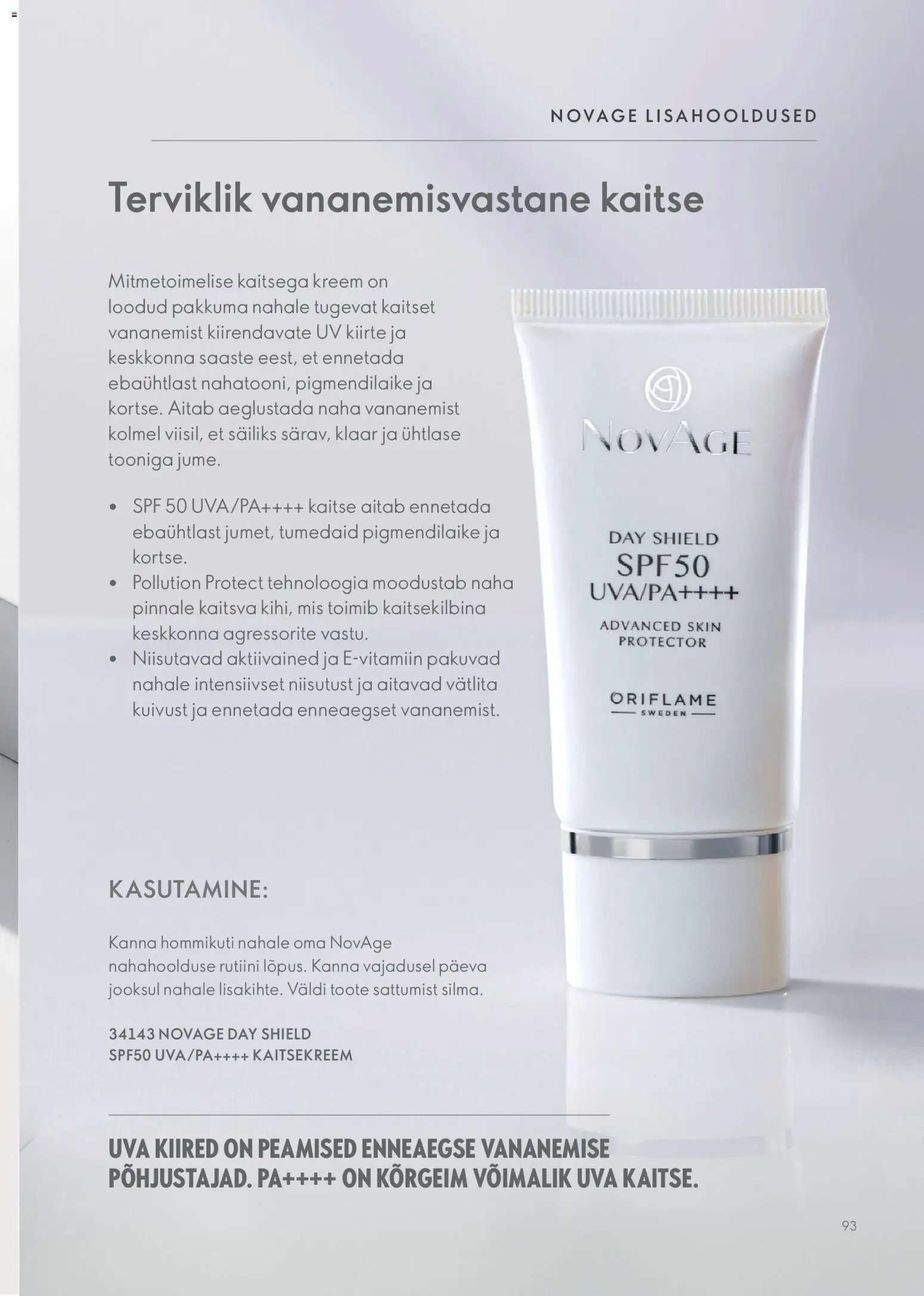 Oriflame Novage+ tootejuht