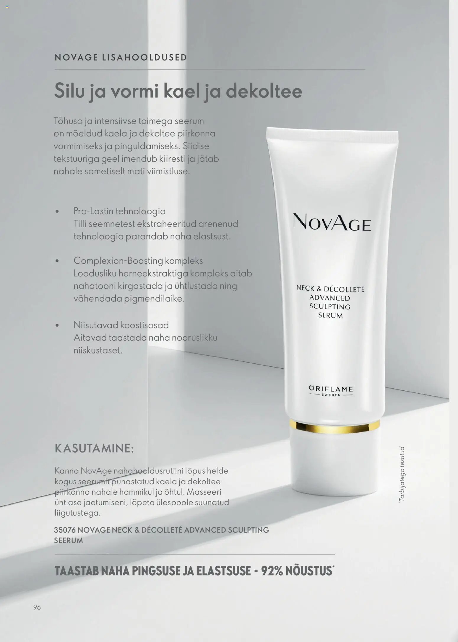 Oriflame Novage+ tootejuht