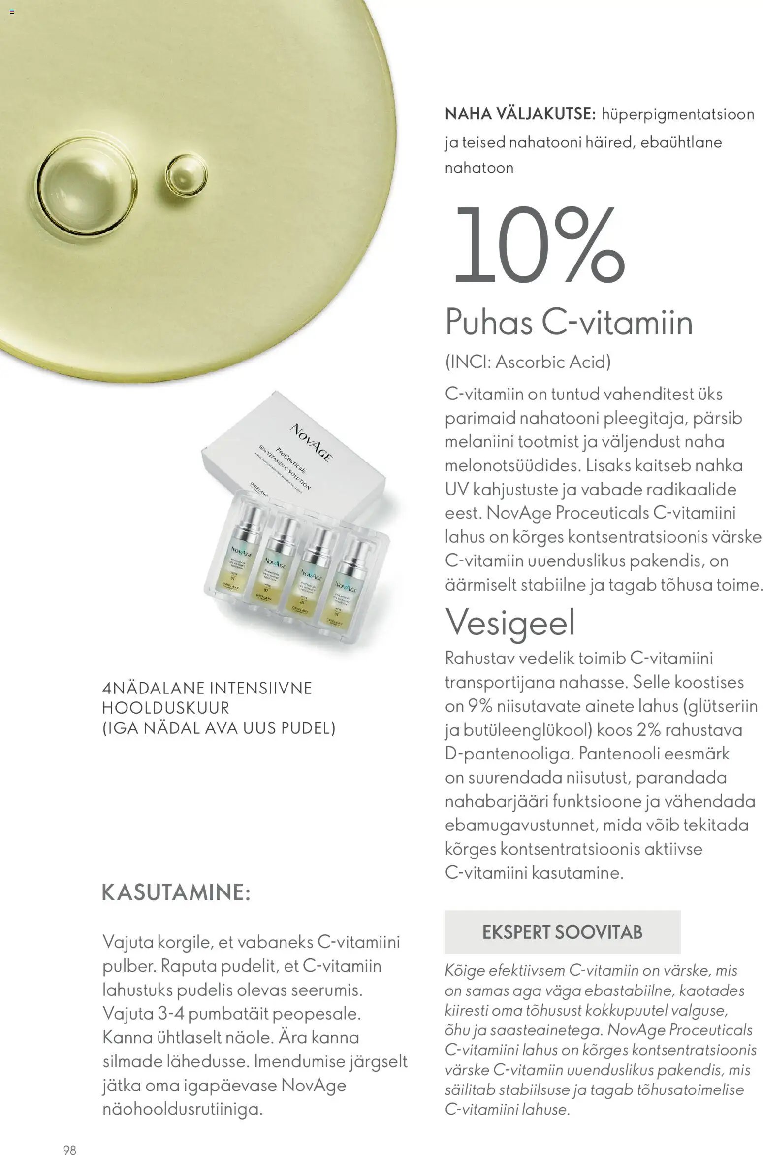 Oriflame Novage+ tootejuht