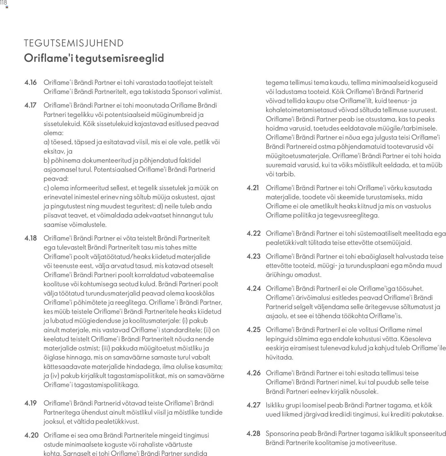 Oriflame Brändi Partneri Preemiaplaan