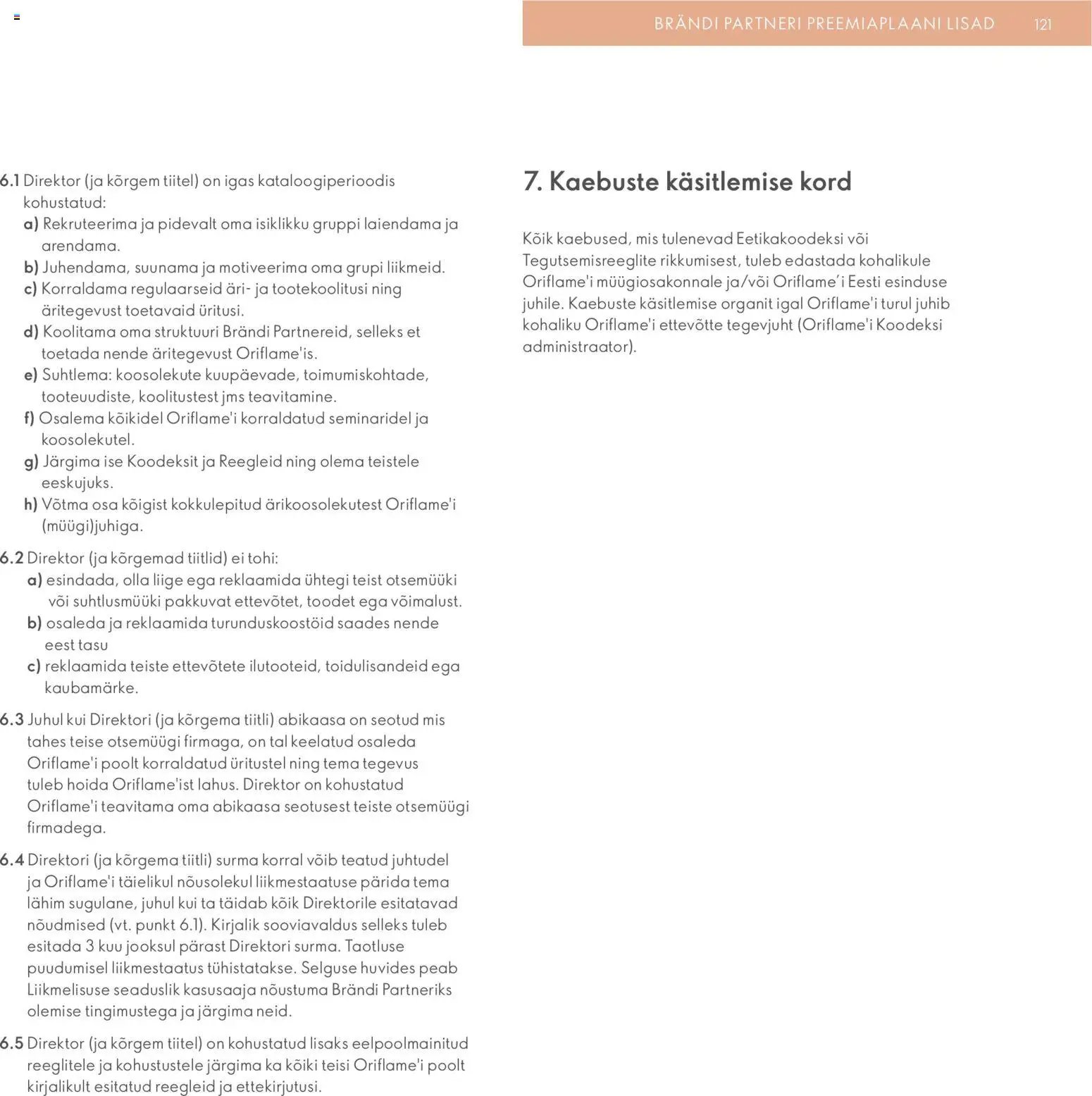 Oriflame Brändi Partneri Preemiaplaan