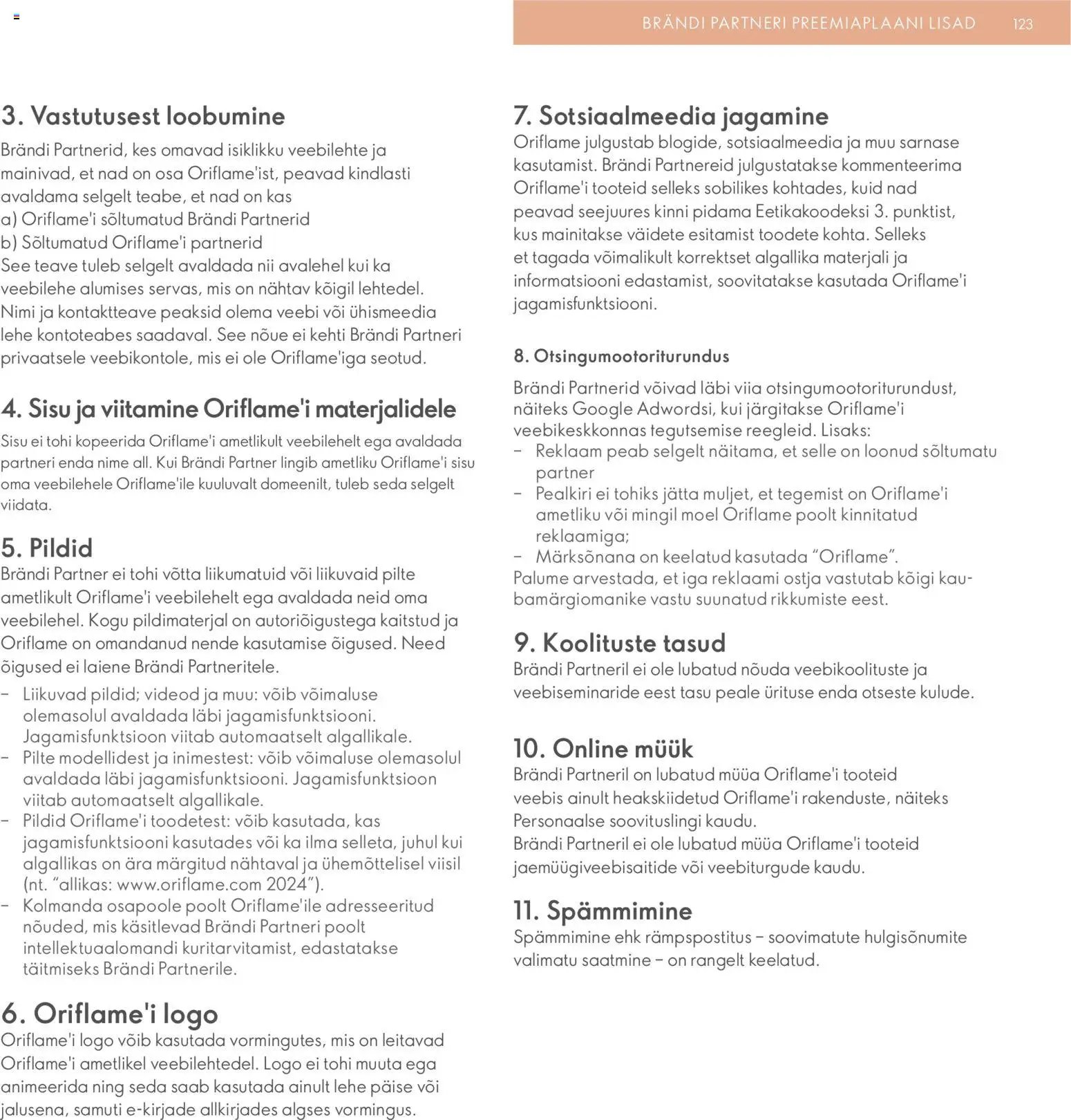Oriflame Brändi Partneri Preemiaplaan
