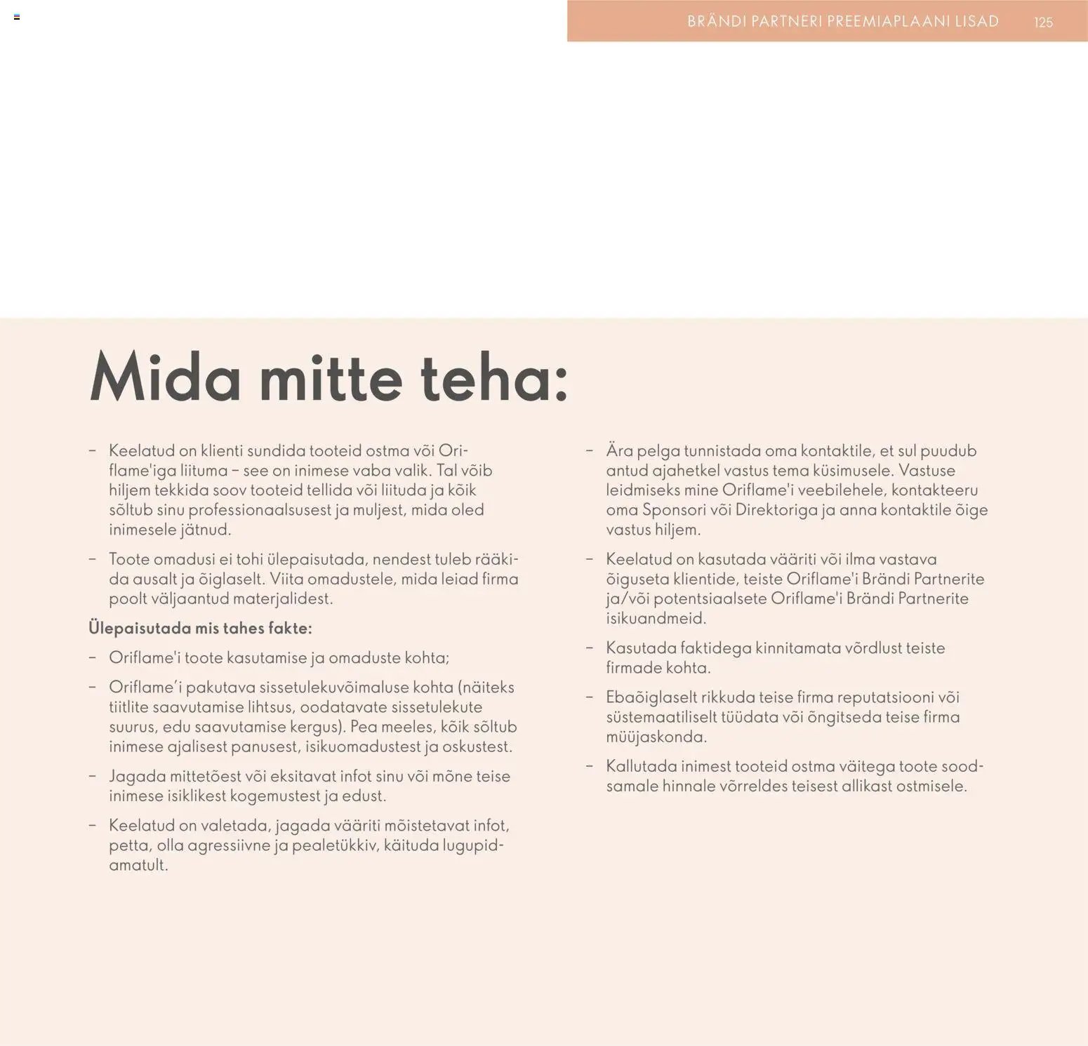 Oriflame Brändi Partneri Preemiaplaan