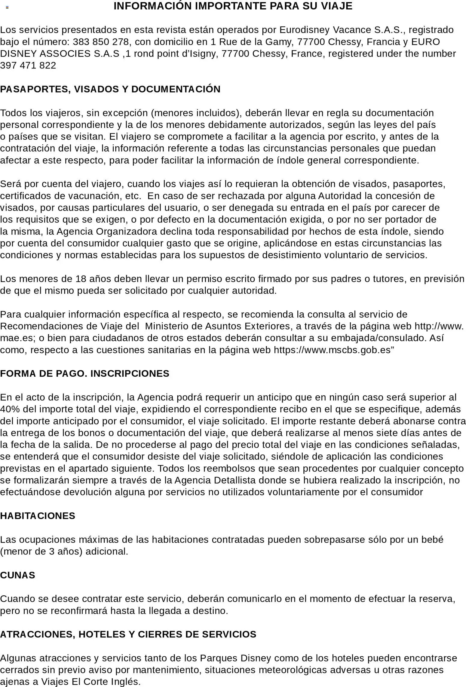 Viajes El Corte Inglés Folleto Disneyland Paris