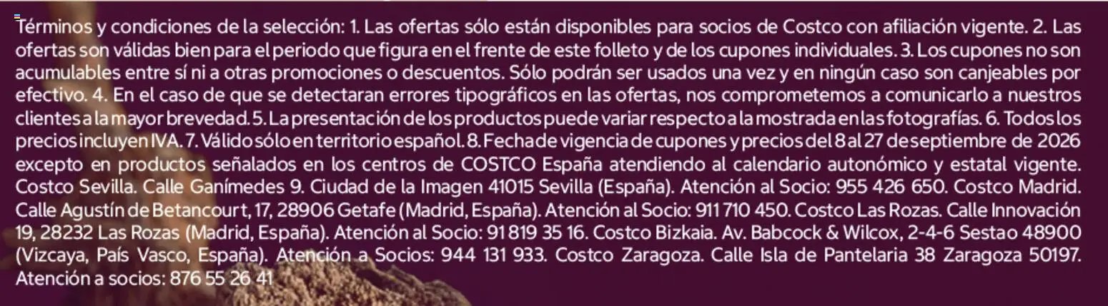 Costco catálogo Vinos