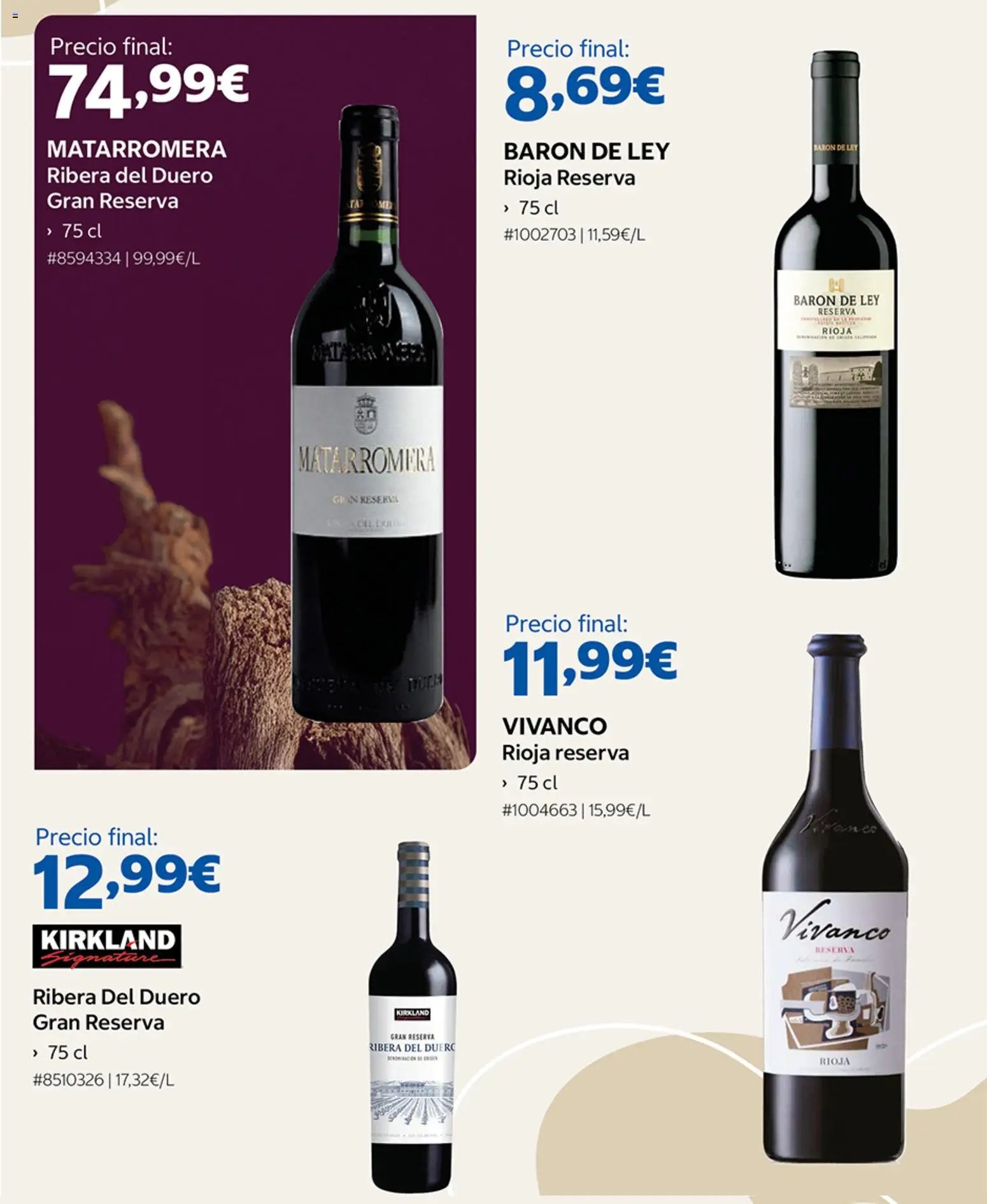Costco catálogo Vinos