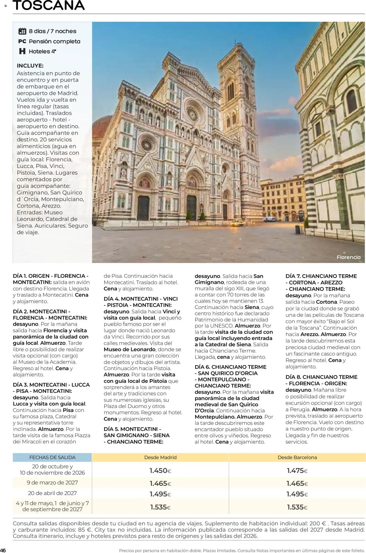 Viajes El Corte Inglés folleto Destinos Otoño y Primavera