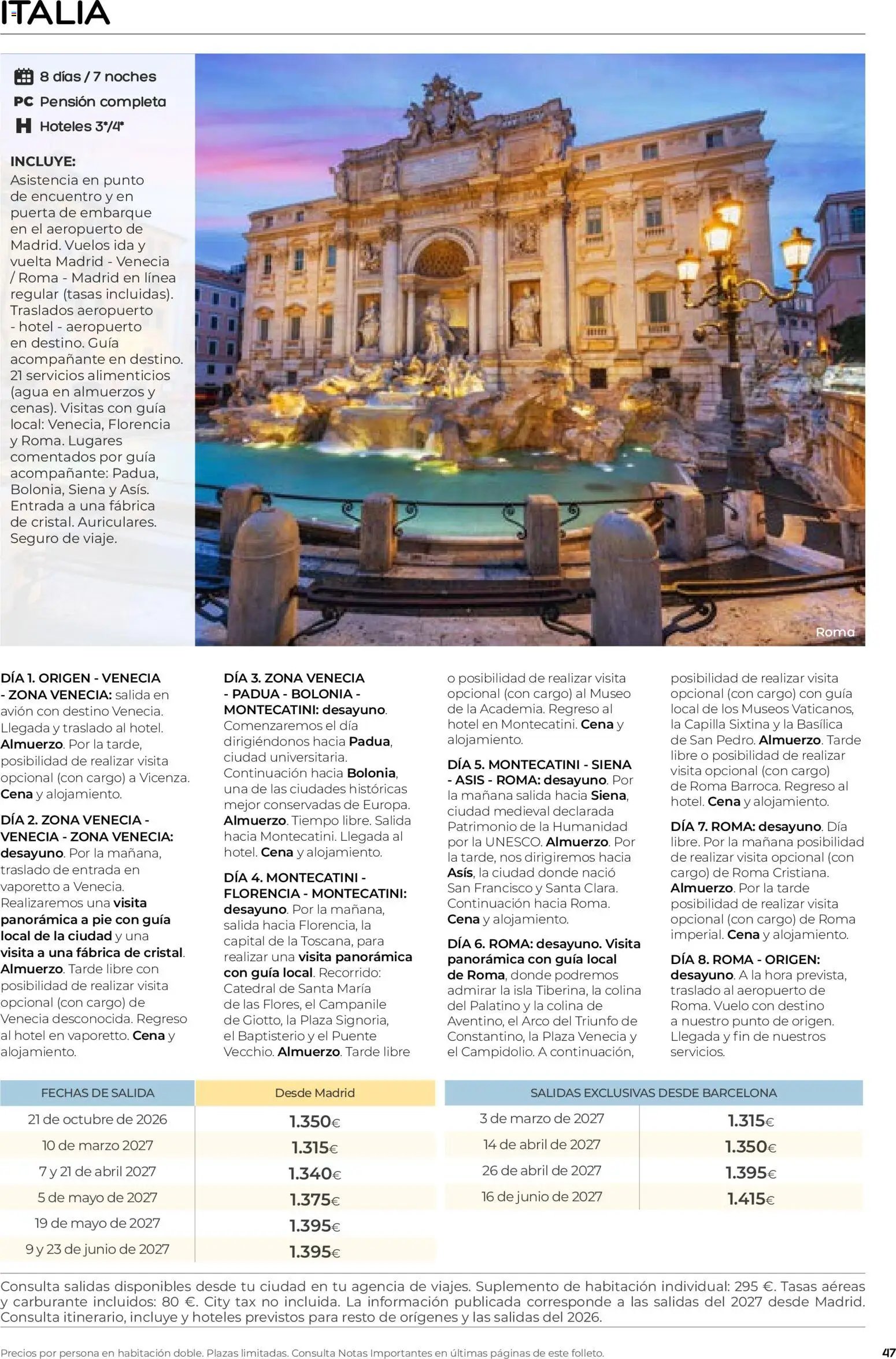 Viajes El Corte Inglés folleto Destinos Otoño y Primavera