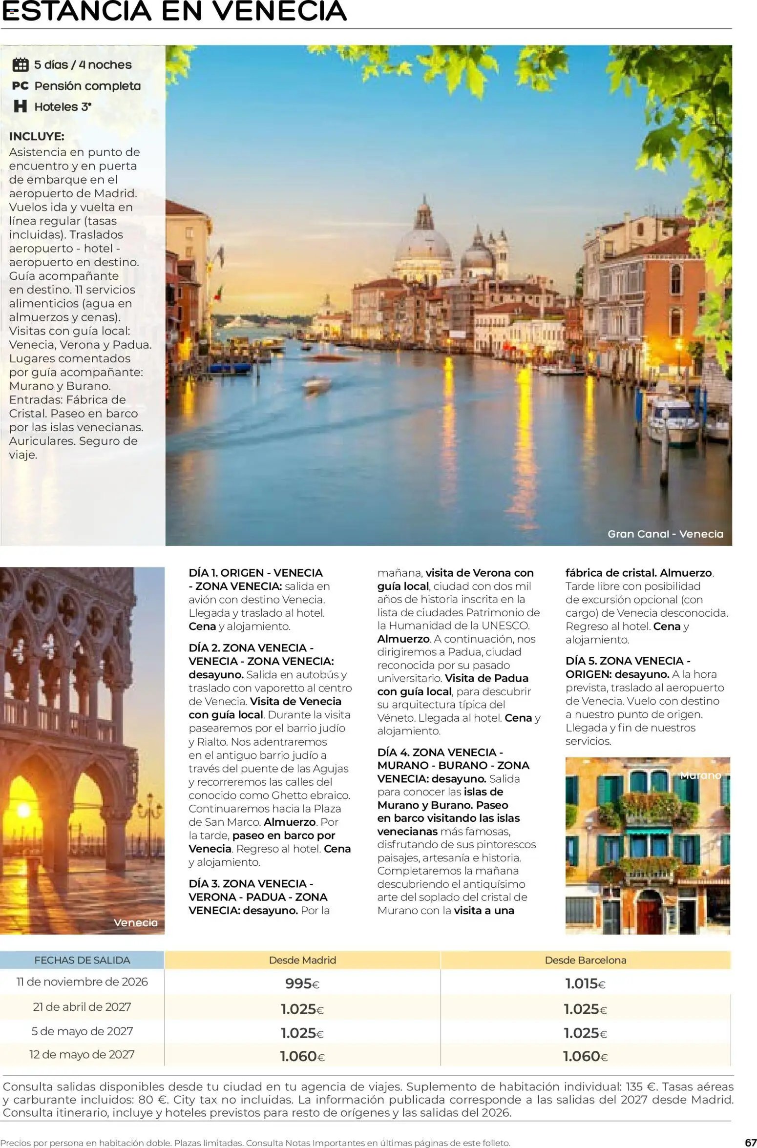 Viajes El Corte Inglés folleto Destinos Otoño y Primavera