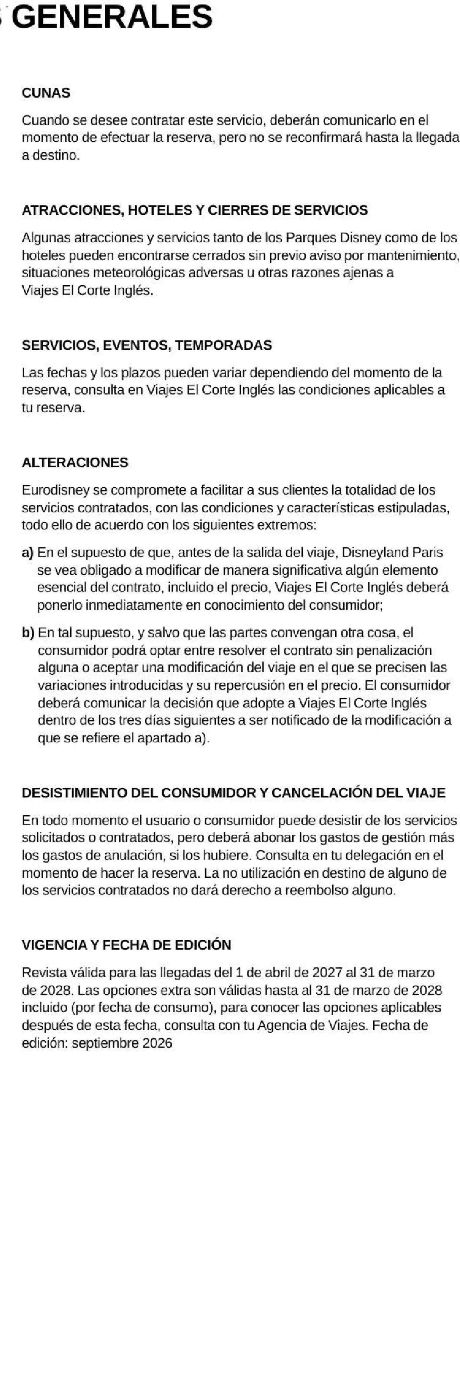 Viajes El Corte Inglés - Folleto Disneyland Paris 2027/2028