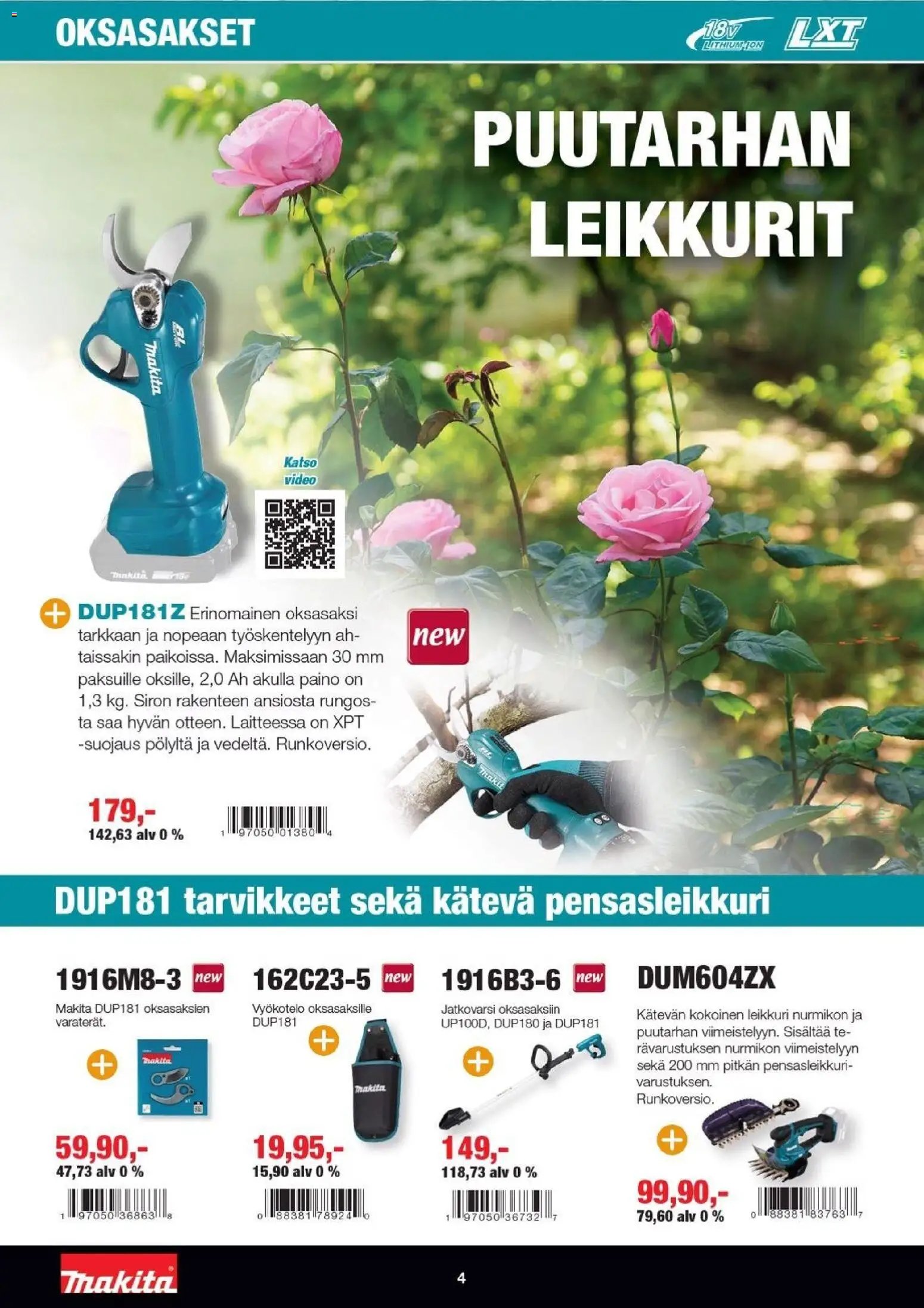 Makita tarjoukset - LXT Puutarha 2026