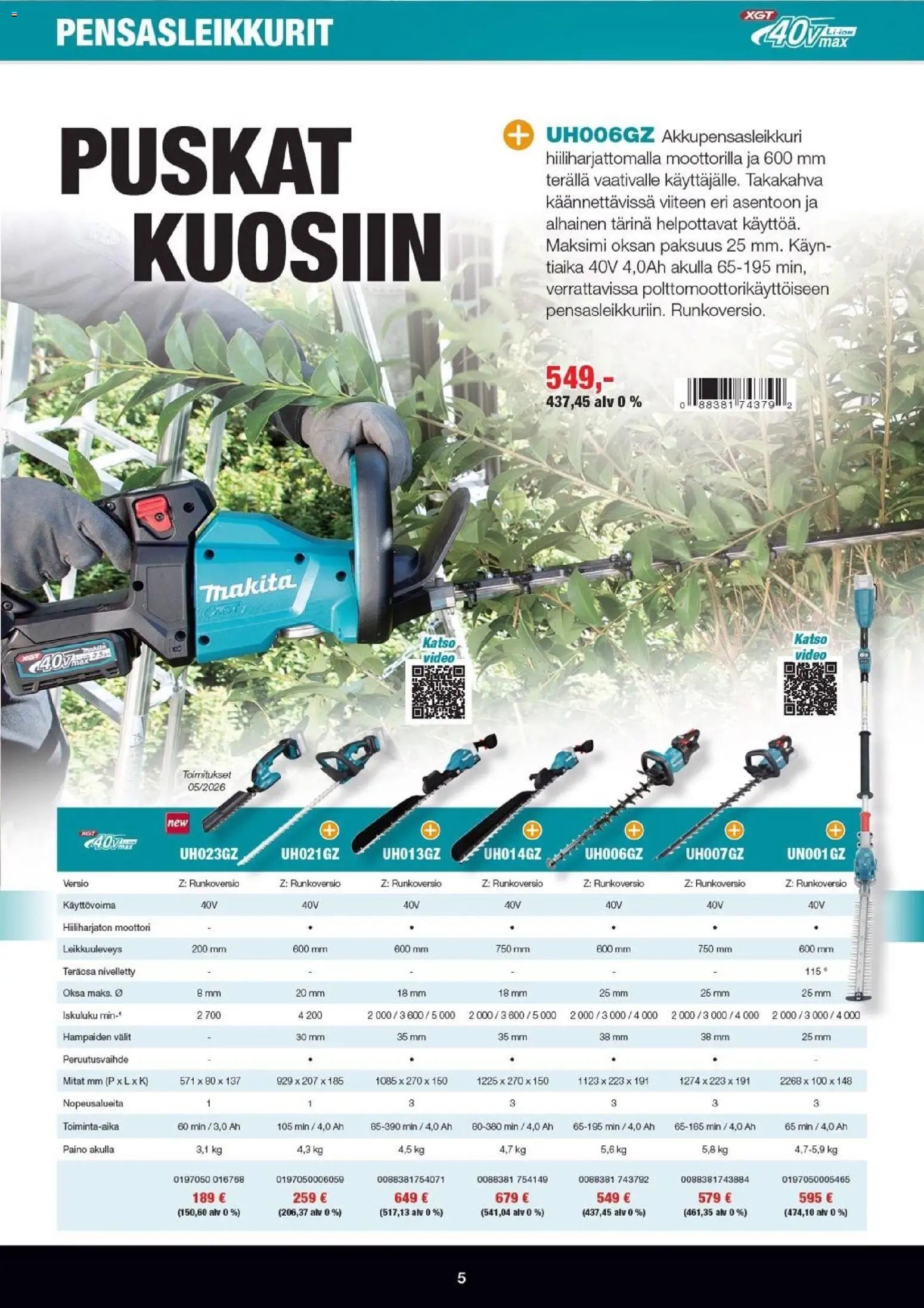 Makita tarjoukset - XGT esite 2026