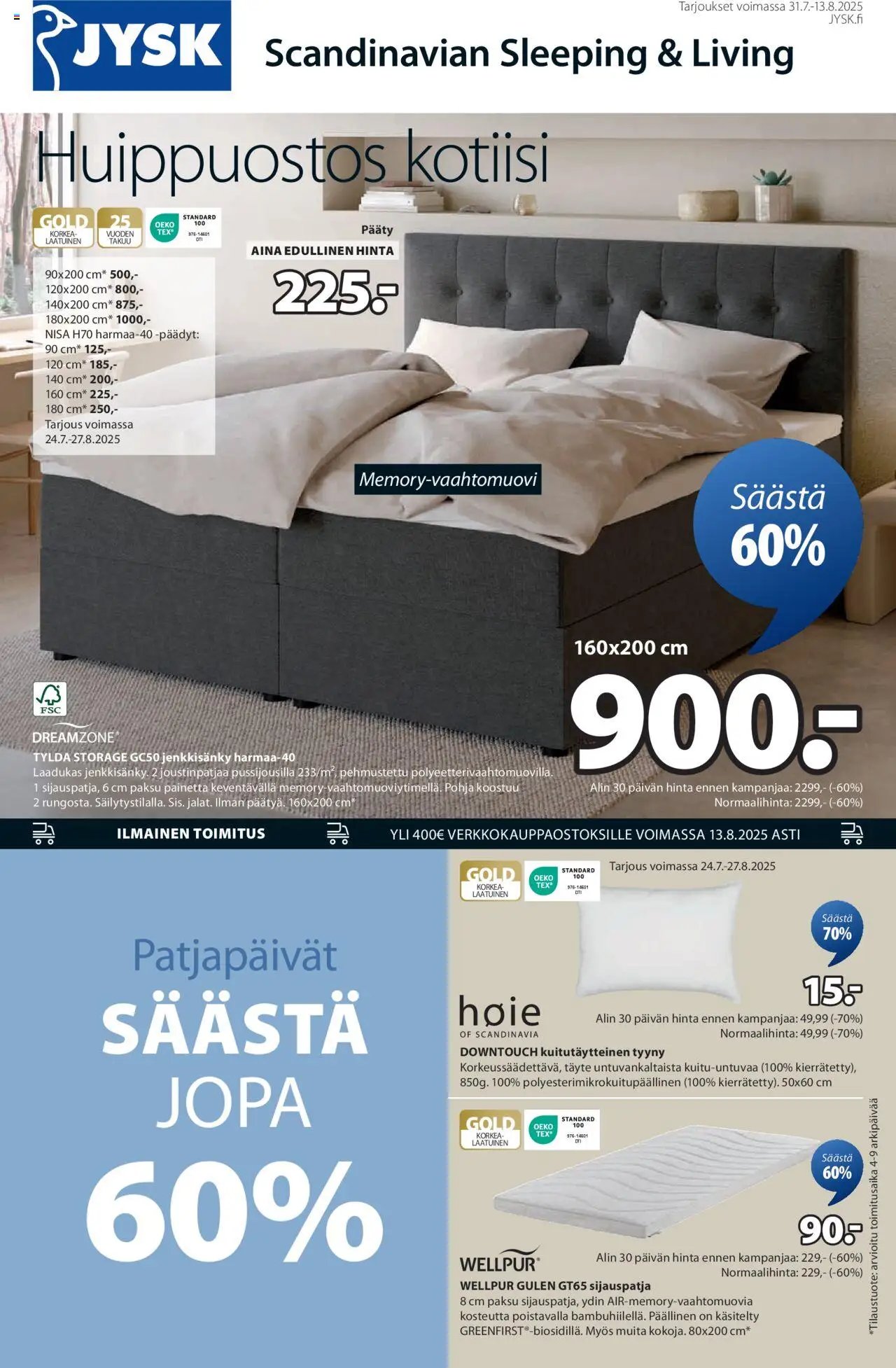 JYSK tarjoukset (2025-07-31 - 2025-08-13)