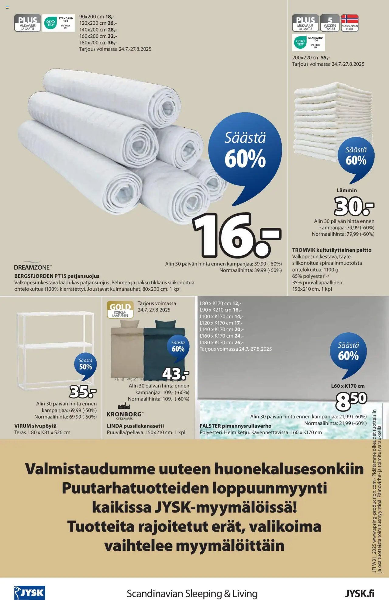 JYSK tarjoukset (2025-07-31 - 2025-08-13)