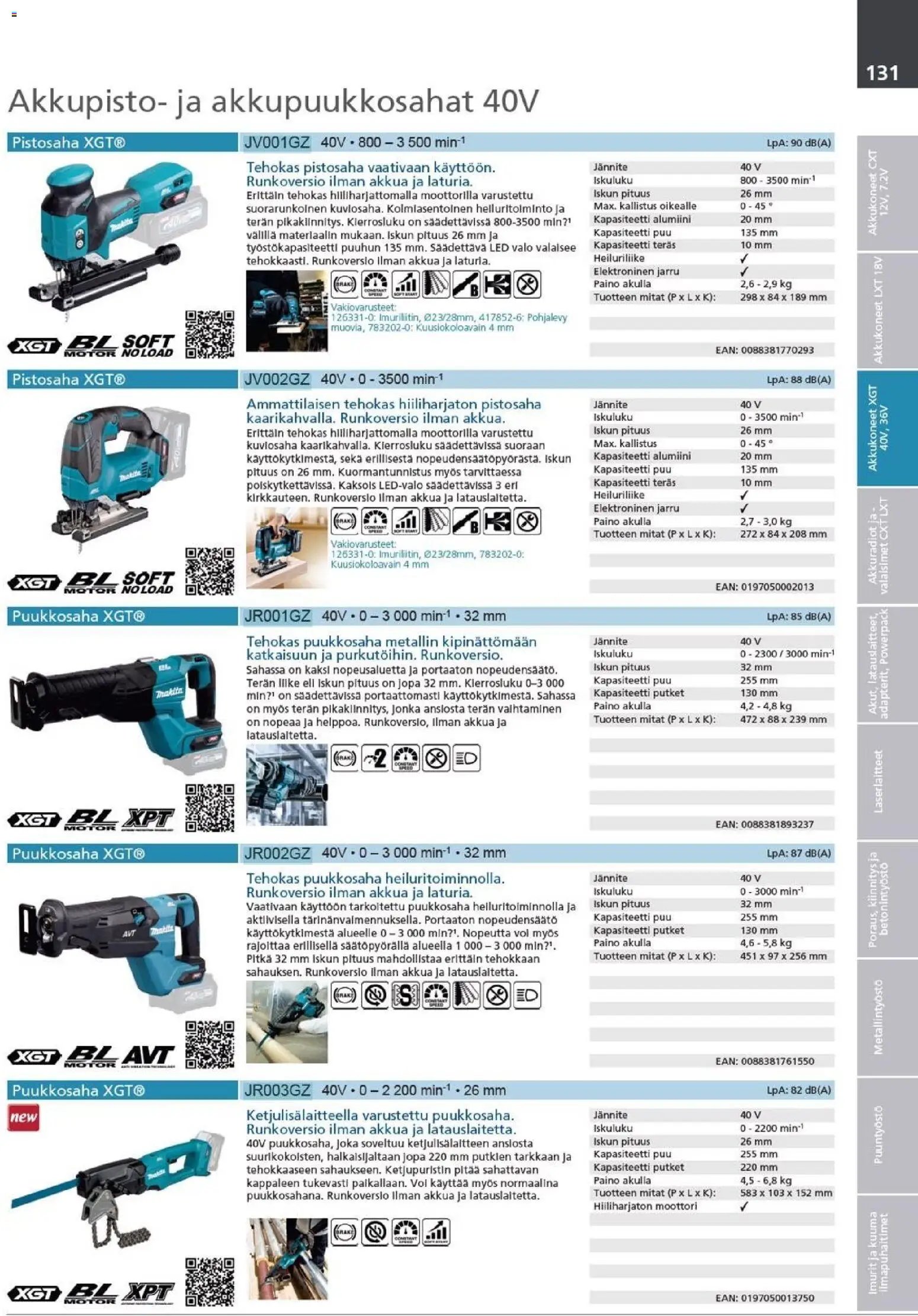 Makita - Tuoteluettelo 2026