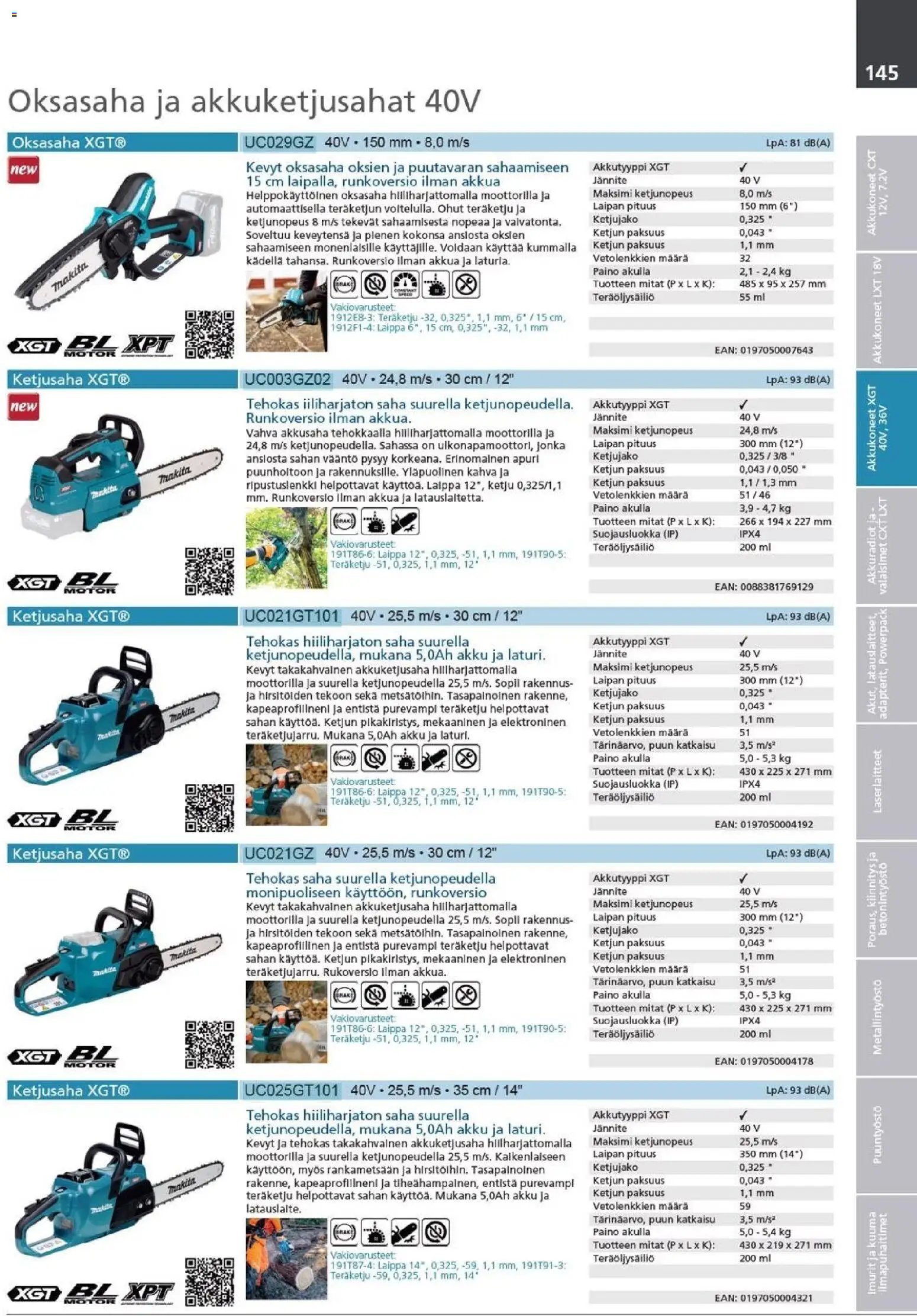 Makita - Tuoteluettelo 2026