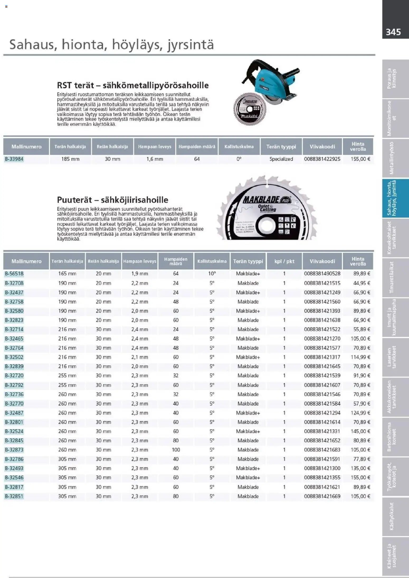 Makita - Tuoteluettelo 2026