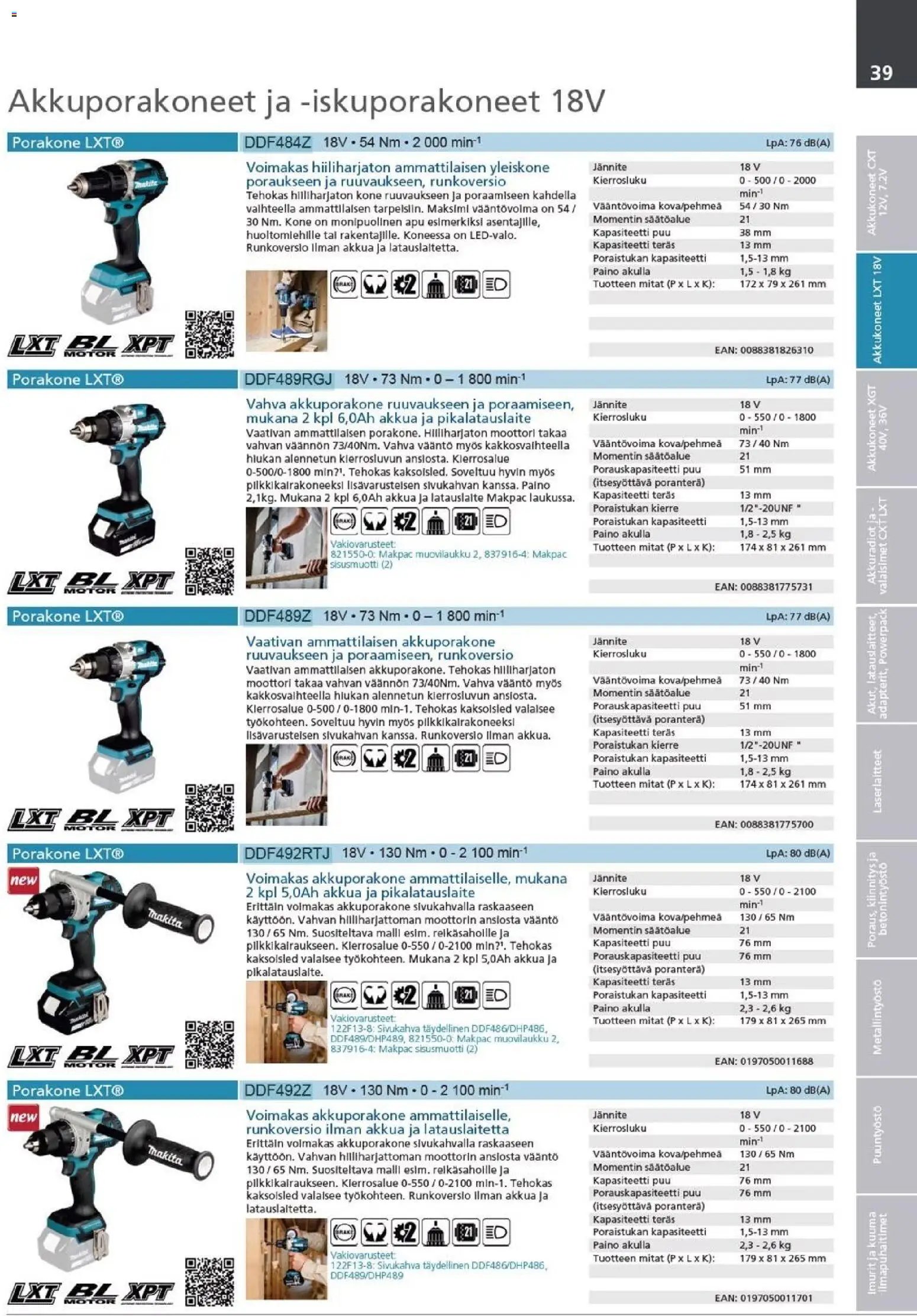Makita - Tuoteluettelo 2026