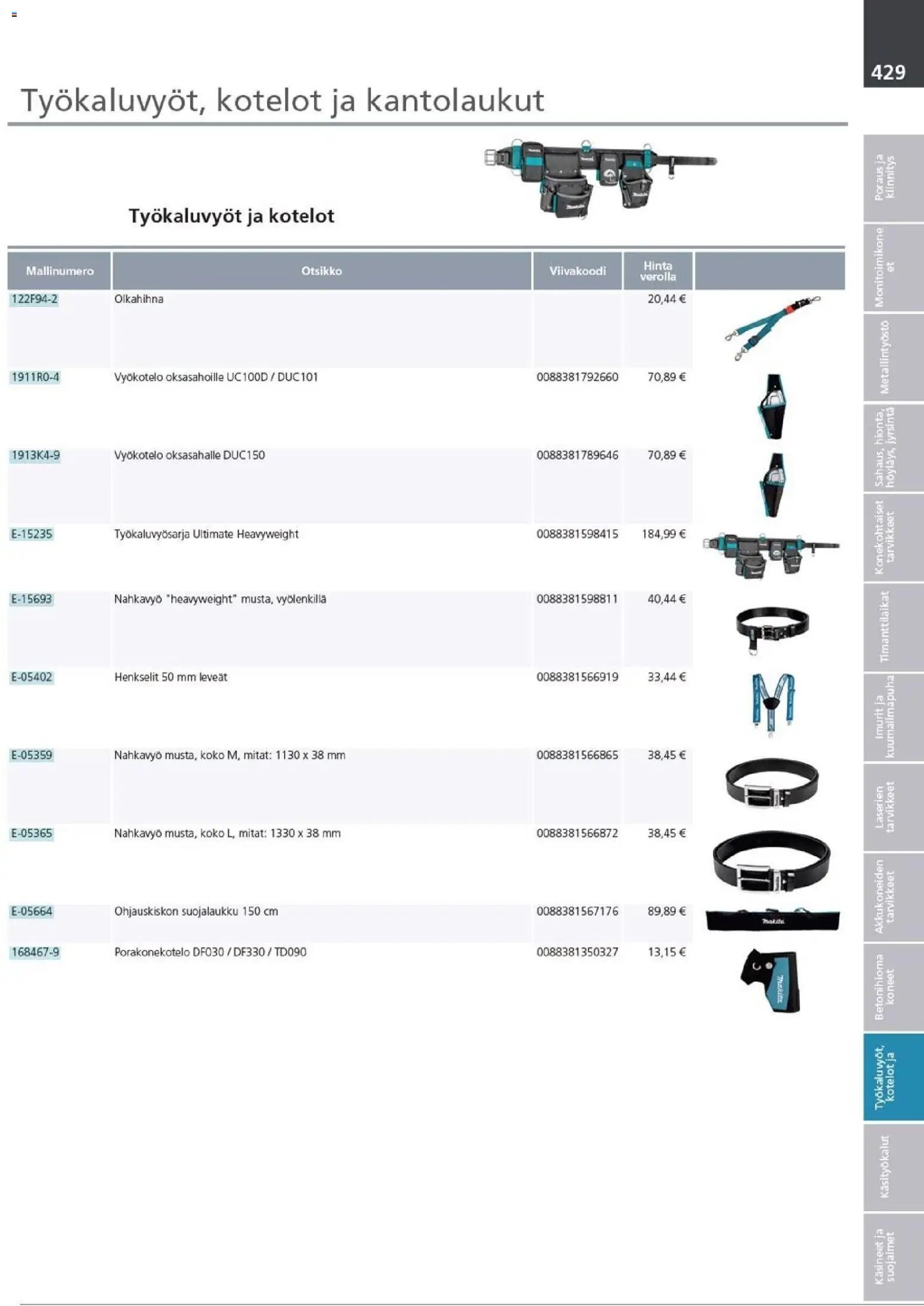 Makita - Tuoteluettelo 2026