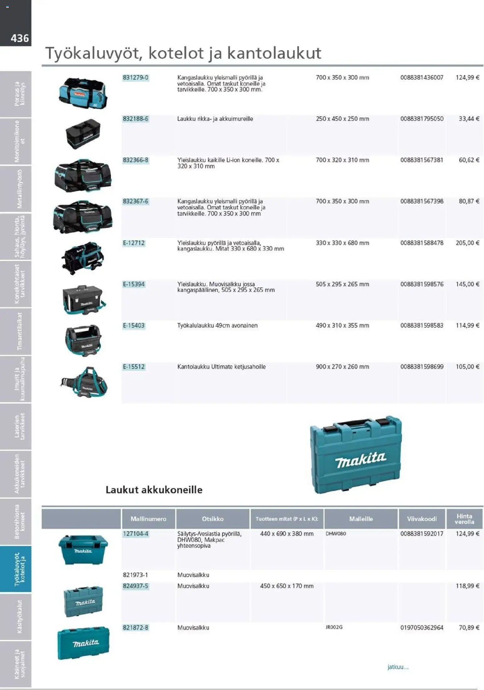 Makita - Tuoteluettelo 2026