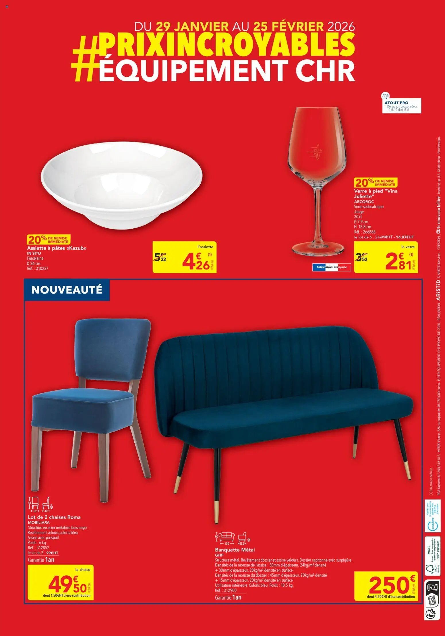 METRO Prix Incroyables Equipement CHR