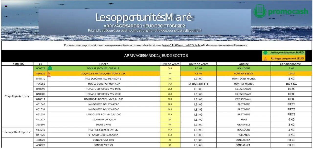 Promocash - Mercuriale opportunités 